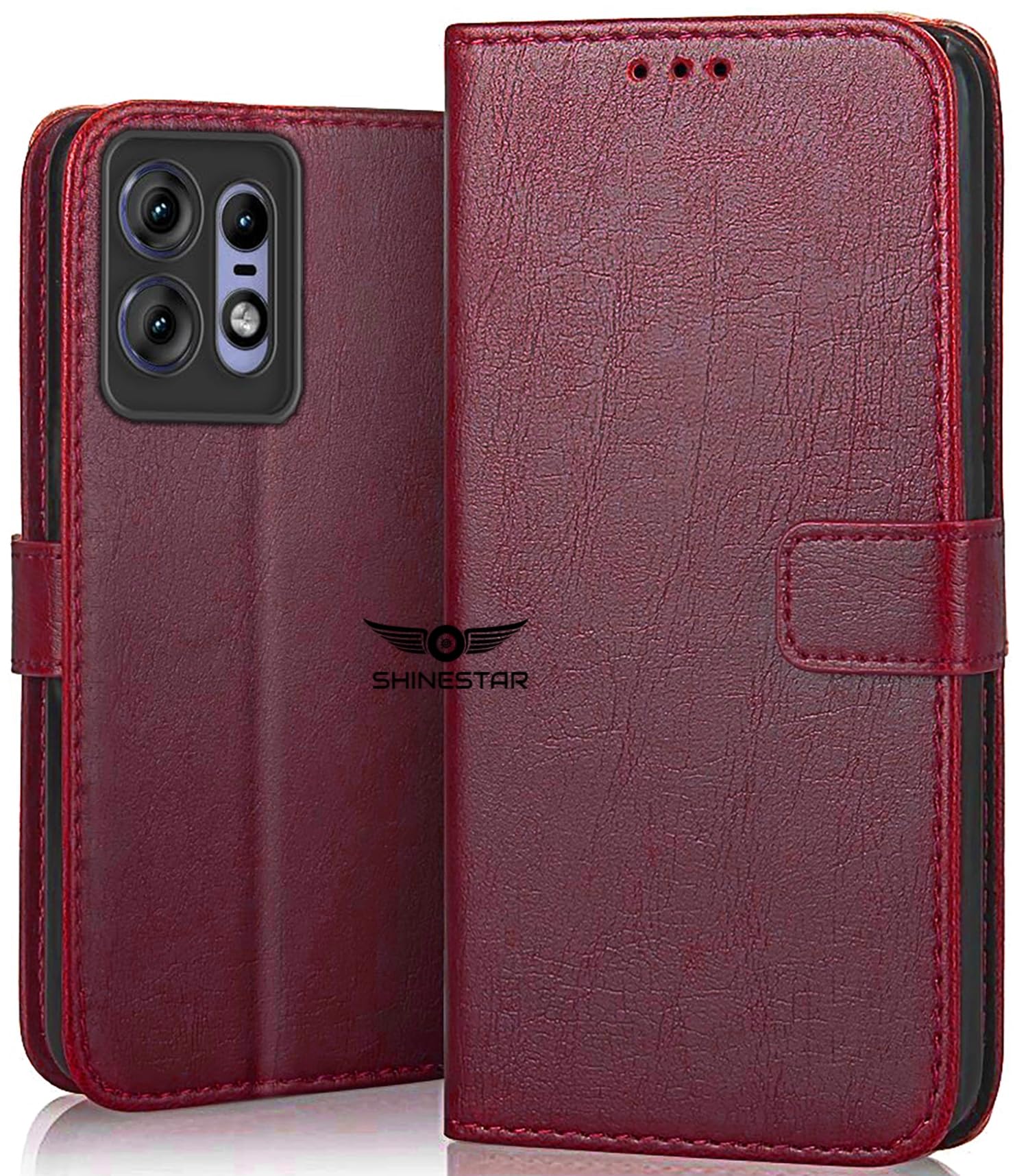 SHINESTAR Motorola Edge 50 Pro 5G Flip Back Cover | PU Leather Flip Cover Wallet Case with TPU Silicone Case Back Cover for Motorola Edge 50 Pro 5G - Blood Red (B0D1LJL5F3) Amazon Price History, Amazon Price Tracker