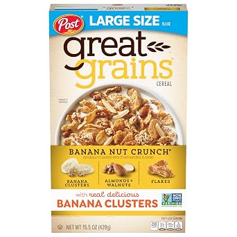 Great Grains Banana Nut Crunch Breakfast Cereal, 15.5 oz Box | Made with Whole Grain, Non-GMO, Heart Healthy
