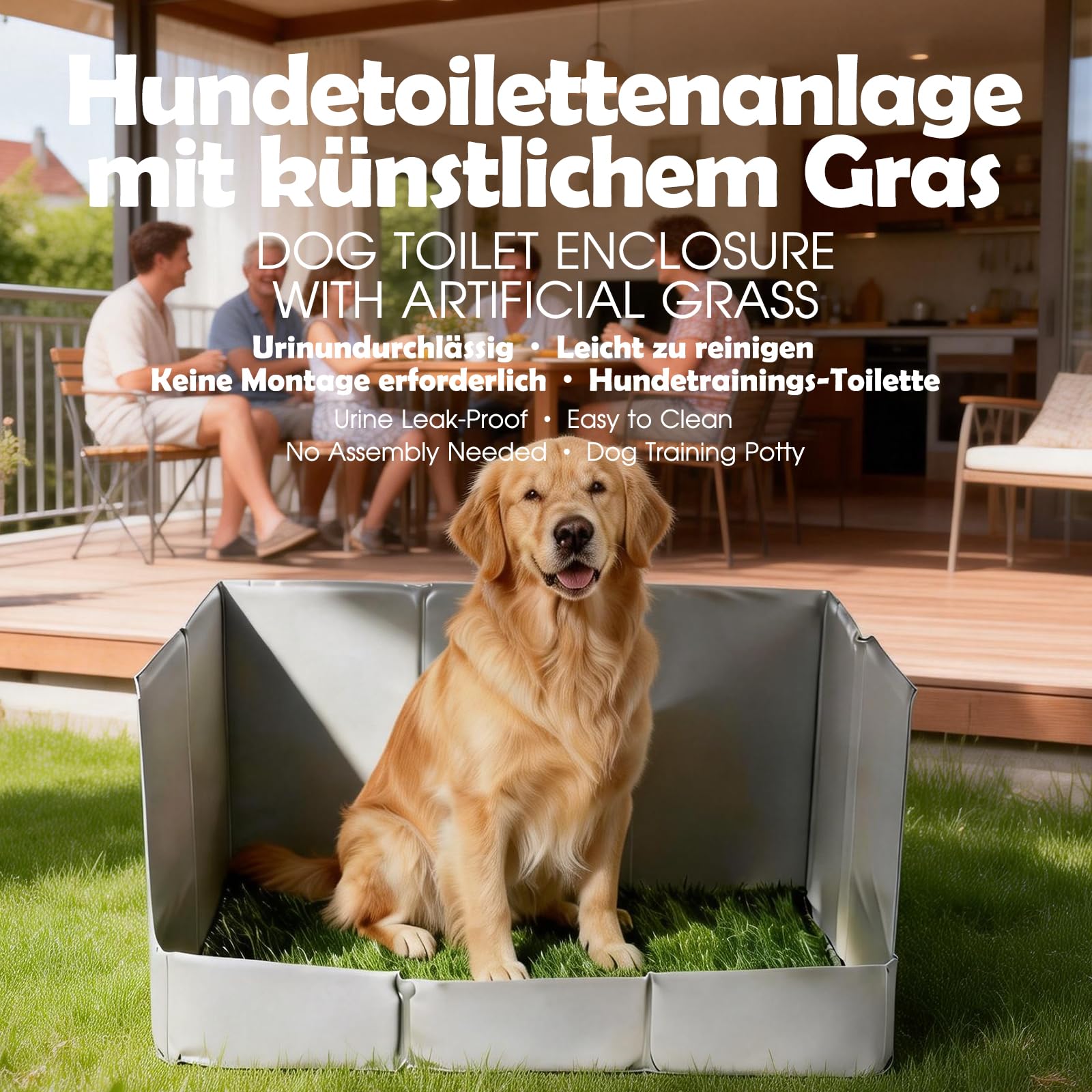 MEEXPAWS Hundetoilette Hundeklo Kunstrasen 111x84x40cm Hundetoilette für große Hunde Wohnung Faltbar Blau