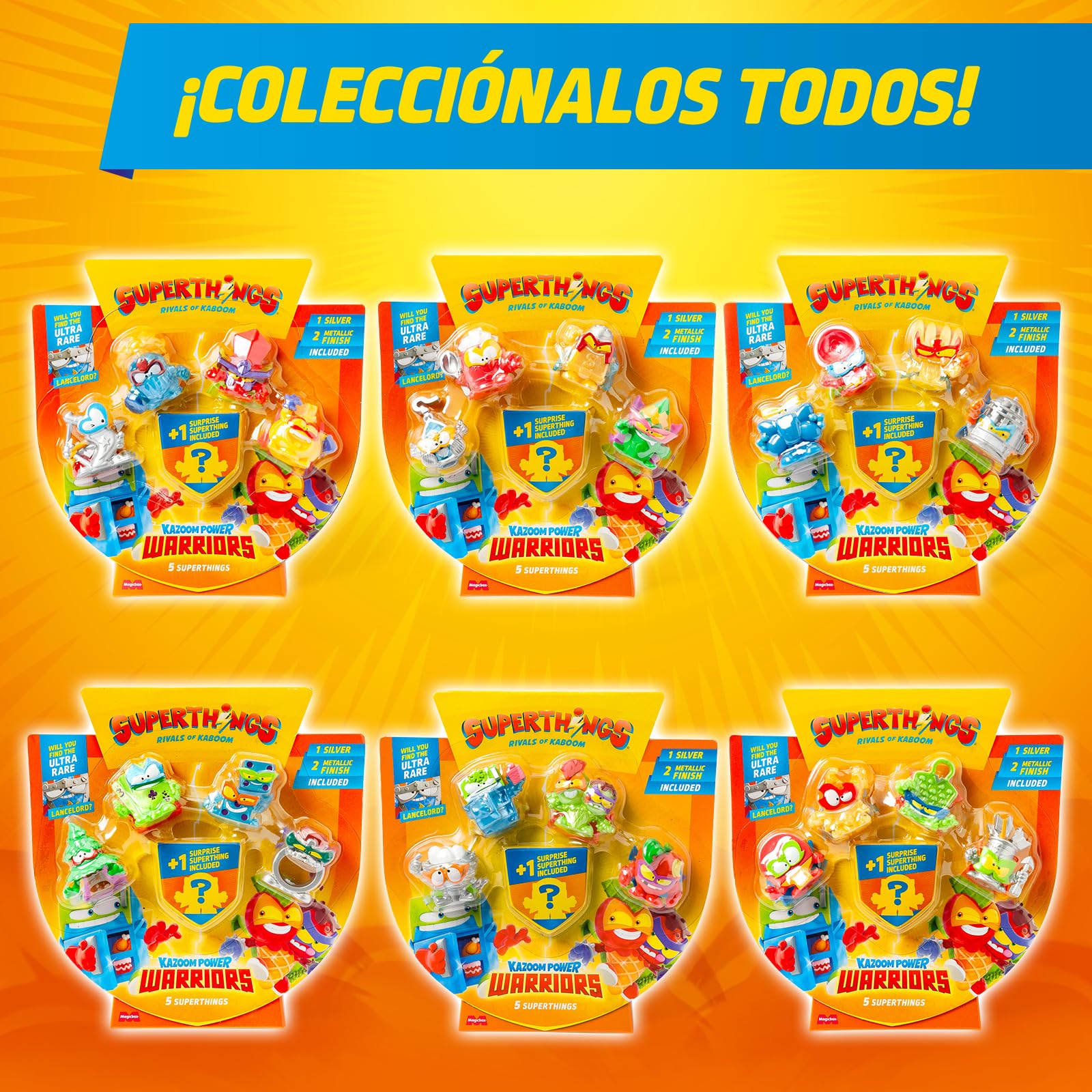 SUPERTHINGS KAZOOM Power Warriors – Pack de 5. Contiene 5 Superthings (Incluye 1 Figura Sorpresa y 1 capitán Plateado). Pack 1 de 6 - 5