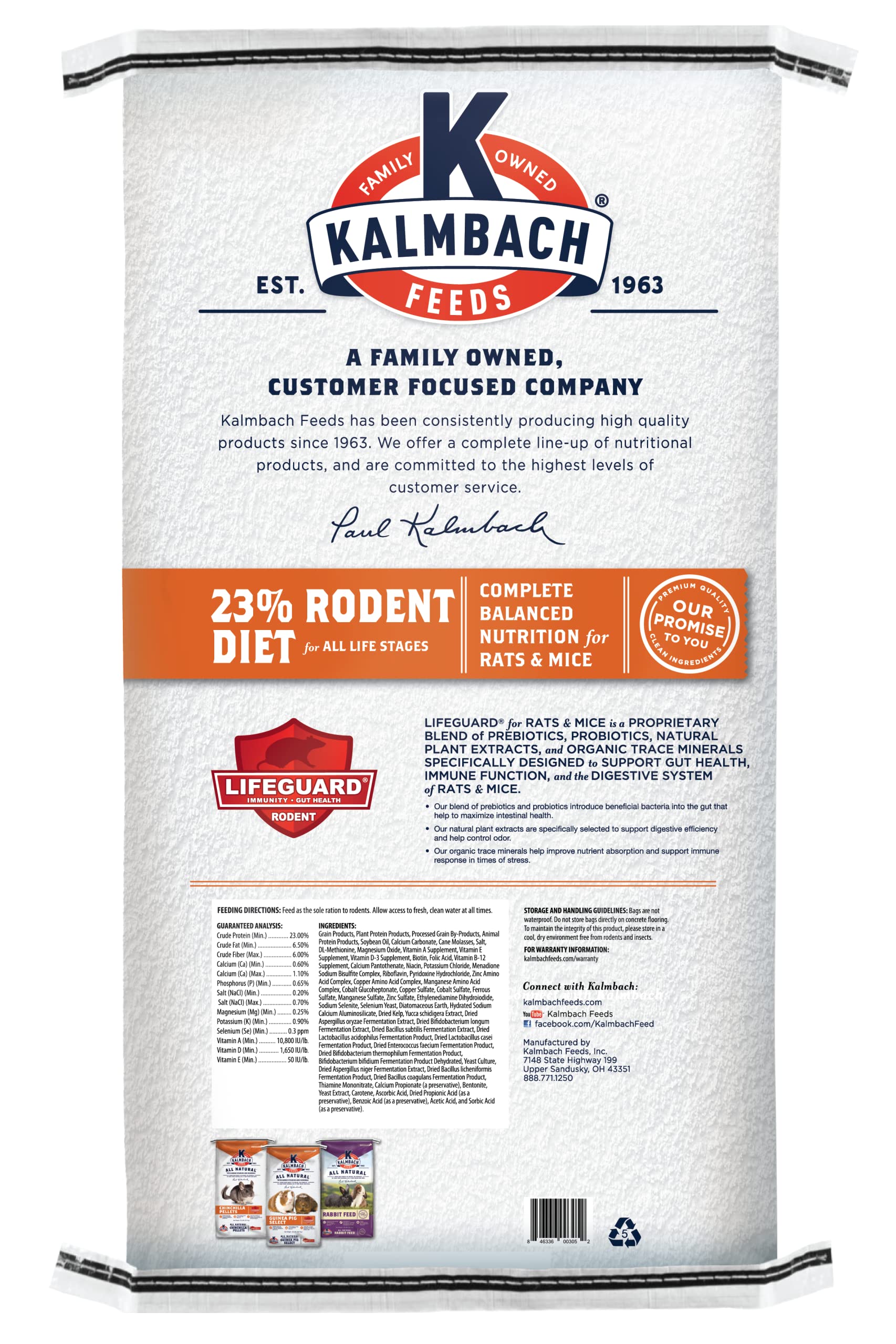 Kalmbach Feeds 23% Rodent Diet Feed Cubes for Rats and Mice in All Life Stages, 50 lb Bag