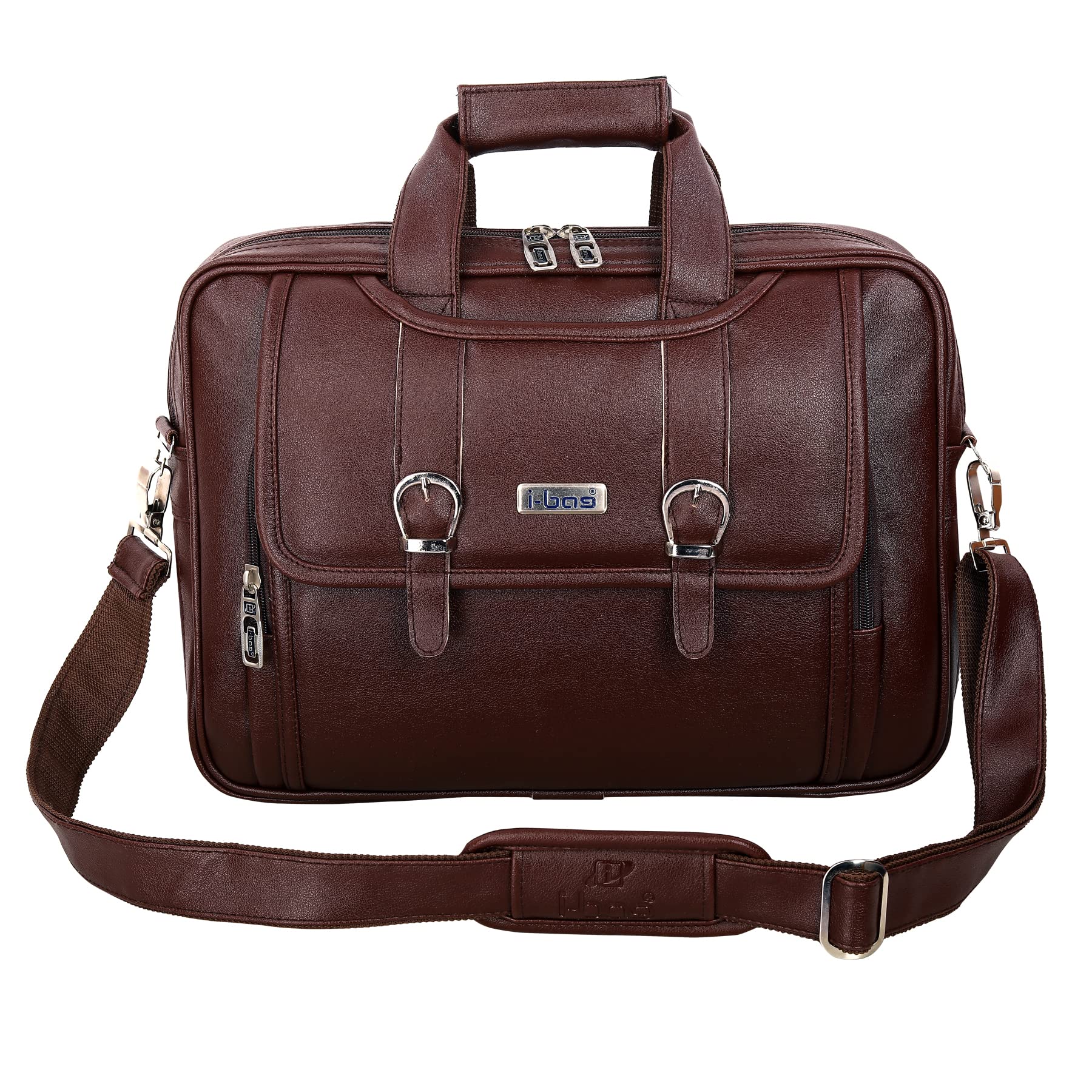 i-bag Faux Leather Executive Formal Office Bag | Shoulder Laptop Messenger Bag For Men | MacBook | NoteBook Upto 16 Inch | Handbags with Shoulder Straps | 2 Main Compartment | Trolley Strap (Brown) (B0BNC1R2RS) Amazon Price History, Amazon Price Tracker