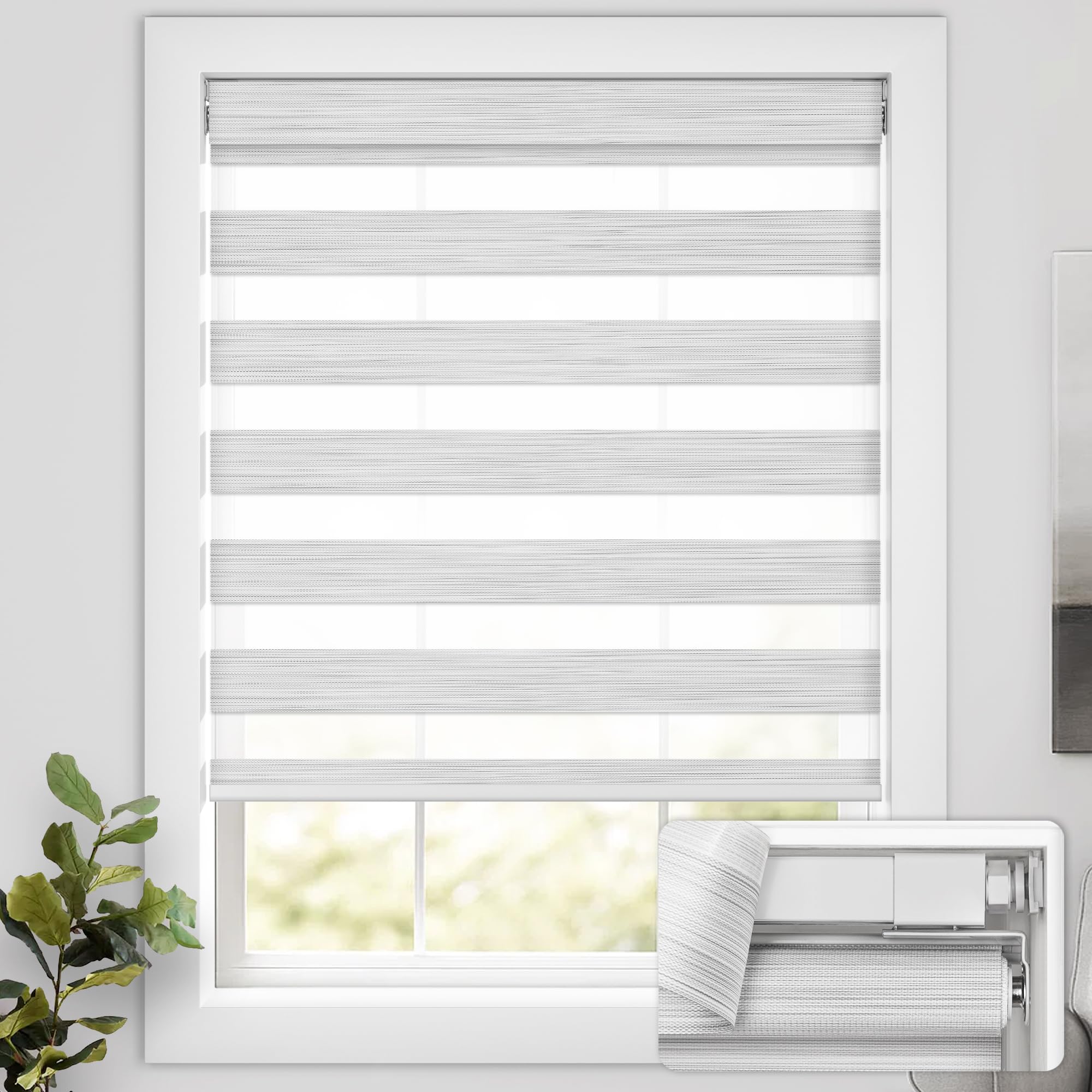 Amazon.com: UNISHADES No Drill Cordless Zebra Blinds for Windows