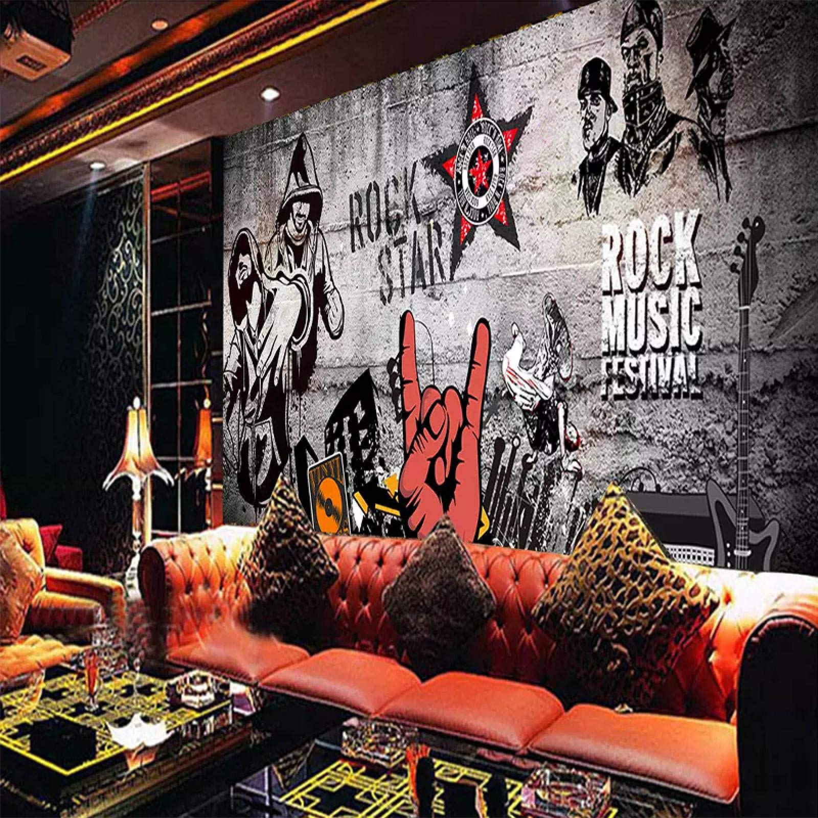 3D Soggiorno Carta Da Parati Moderna Rock Hip hop Murale KTV Musica Bar Sfondo Decorazione Della Parete Arte