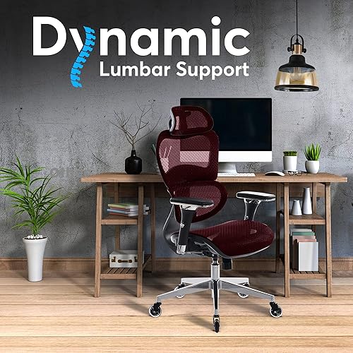 Miniatura 6 de Oline ErgoPro Silla de oficina ergonómica  Silla de escritorio con reposabrazos ajustable 4D, soporte lumbar 3D y ruedas de cuchilla, silla de