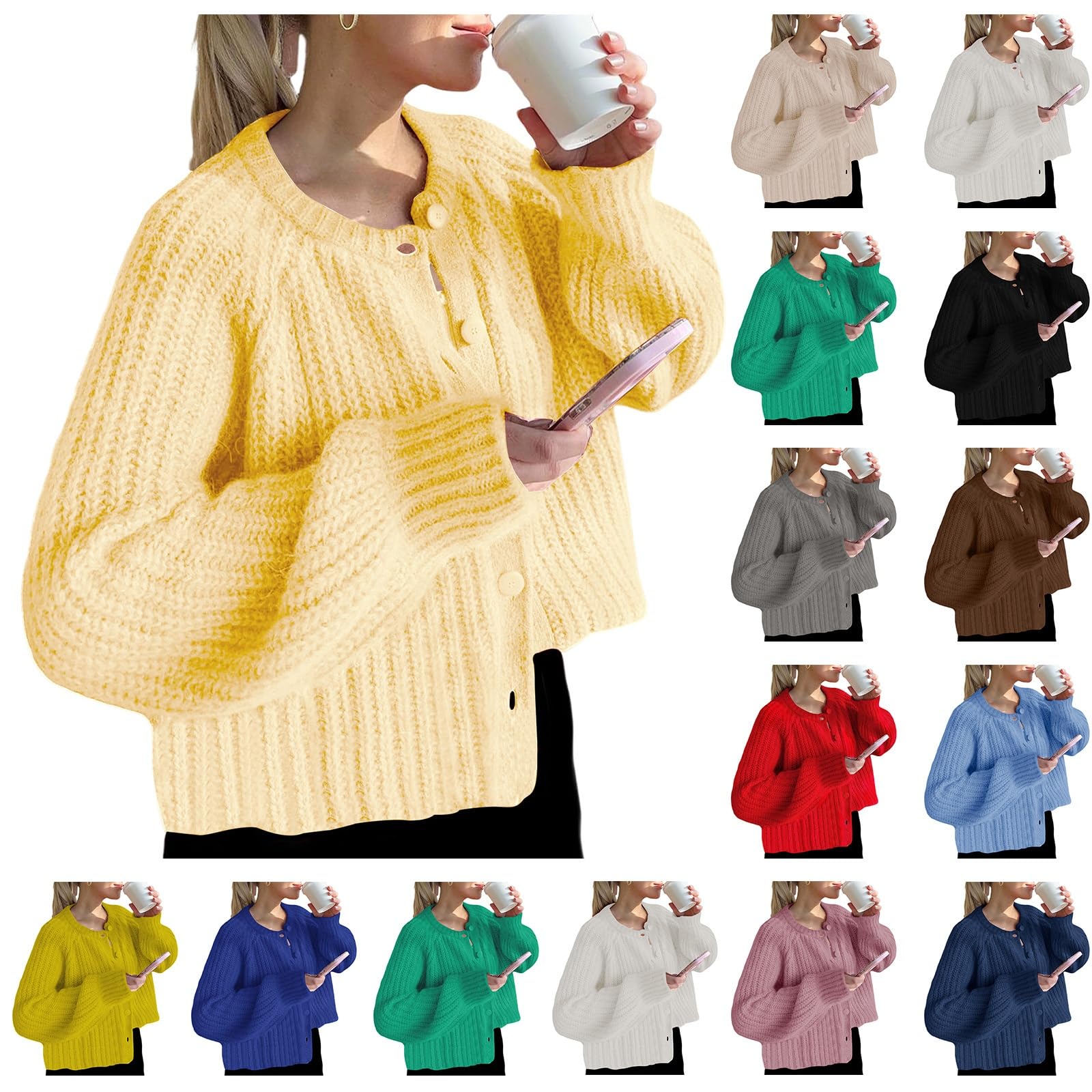 Oversized Cardigan Sweaters for Women Open Front Button Cardigans Chunky Soft Knit Sweater Fall Winter Jacket Coats