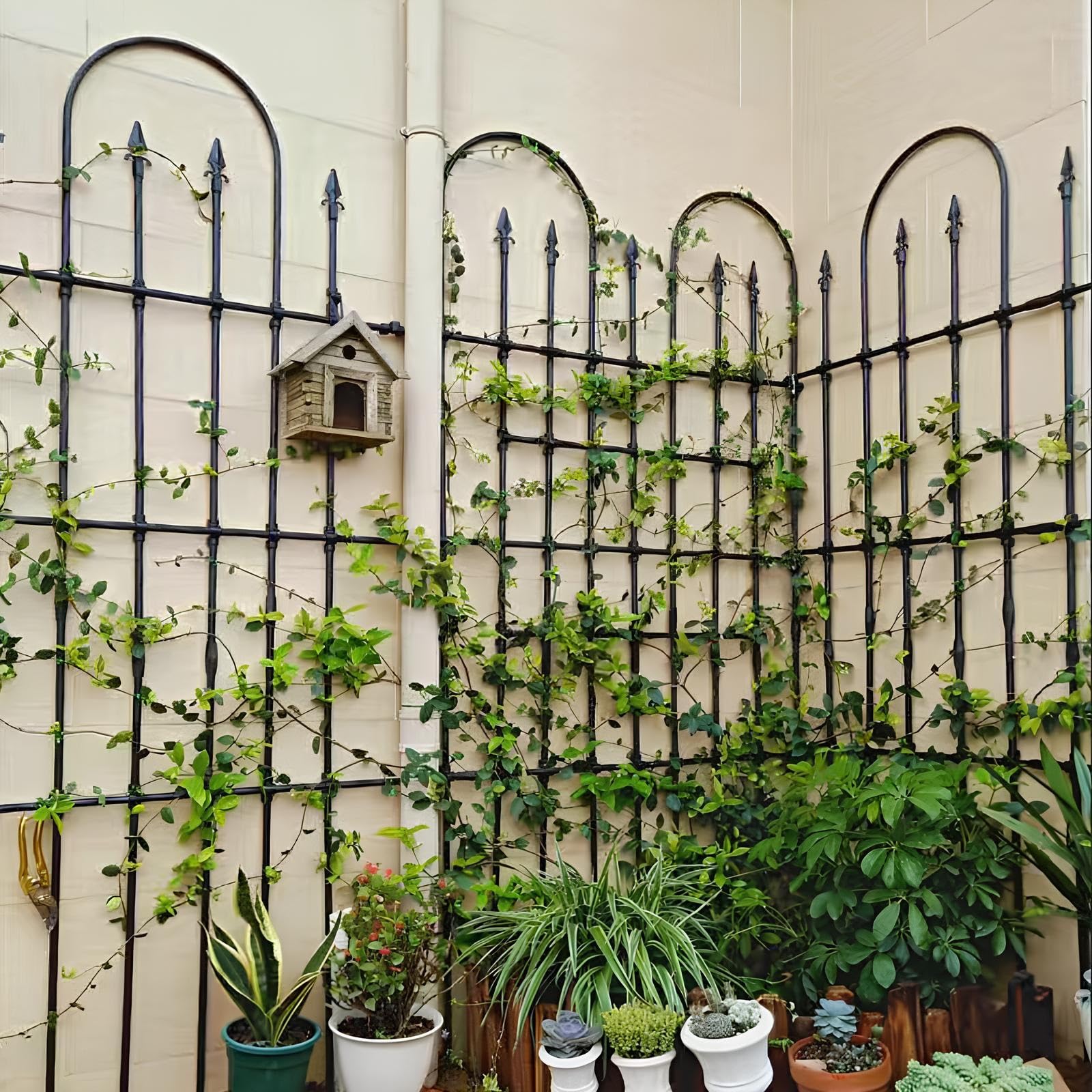 55x90cm/55x180cm Garten Rankhilfe für Kletterpflanzen, 100x90cm/100x160cm Rankzaun Metall, Pflanzensieb Rankgitter für Ranken, Rosen und Gemüse(100x90cm/39.4x35.4in)