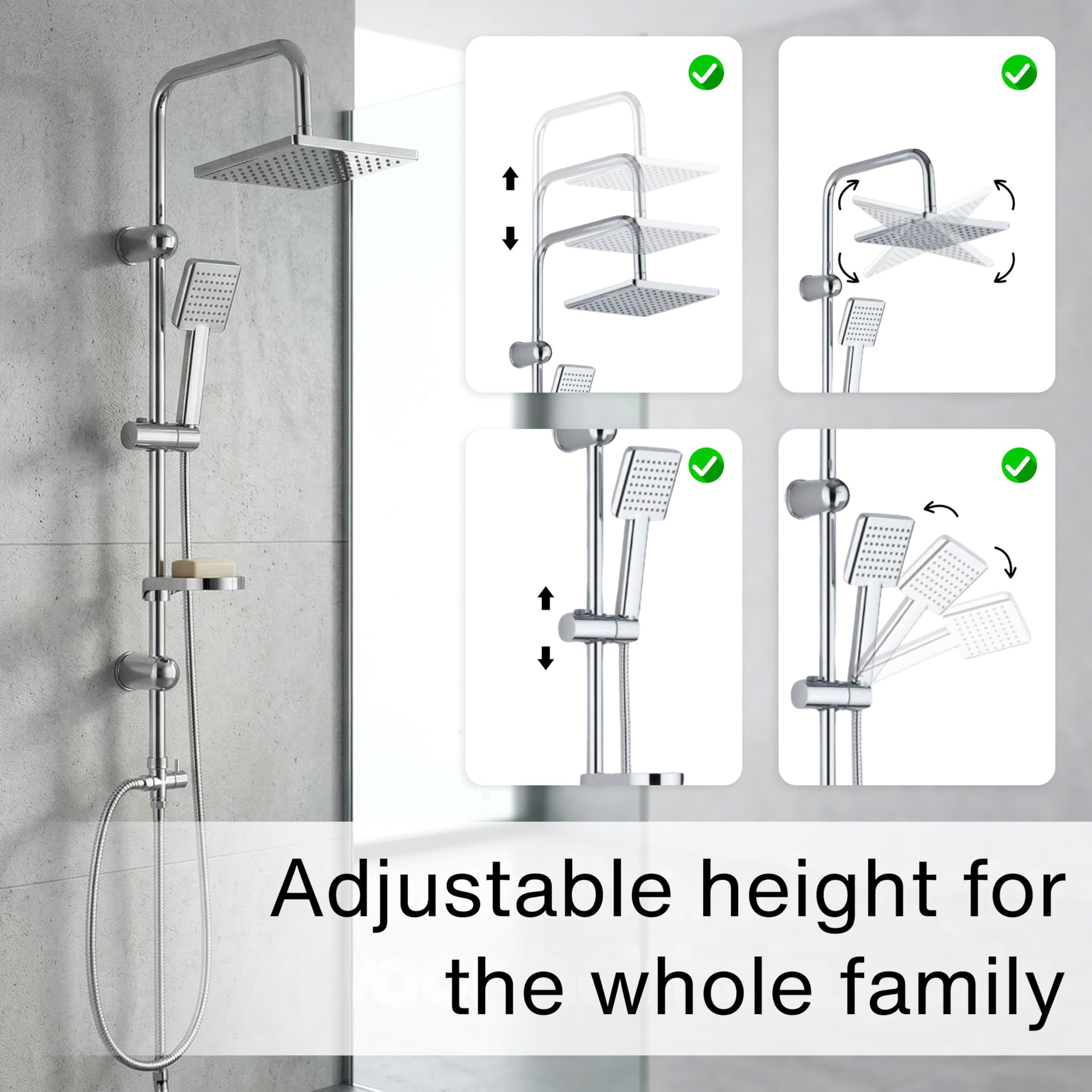 Vonia Rain Shower Head Z Ręczną Słuchawką – Zestaw Akcesoriów Łazienkowych Ze Stali Nierdzewnej 25,4 Cm | Obrót O 360° | System Wodospadowy Zapobiegający Osadzaniu Się Kamienia