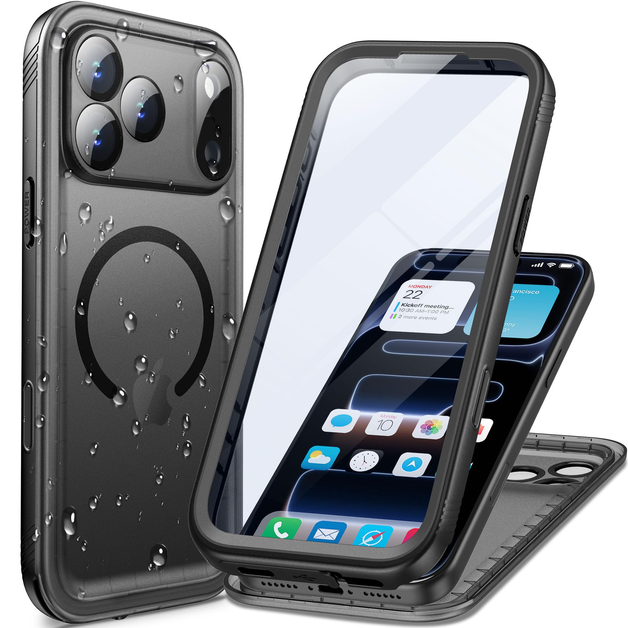 Cozycase TOP Cover Protettiva Magnetica Per iPhone 17 Pro Max Impermeabile Antiurto Compatibile con Magsafe IP68 Subacquea Antipolvere 360 Completa Integrale Custodia Militare Resistente Waterproof