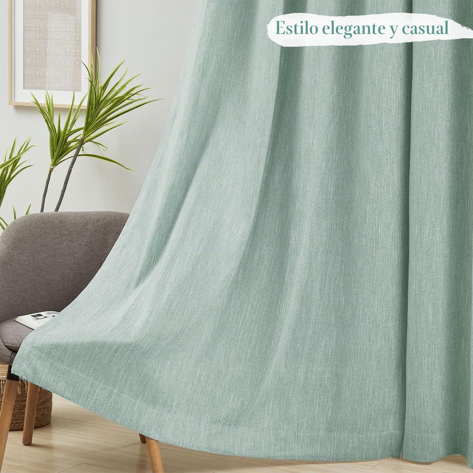 Melodieux 1 Pieza Cortinas Habitacion - Cortinas Opacas para Salón y Dormitorio Cortinas Termicas Aislantes para Puertas Exteriores, Menta/117x137cm