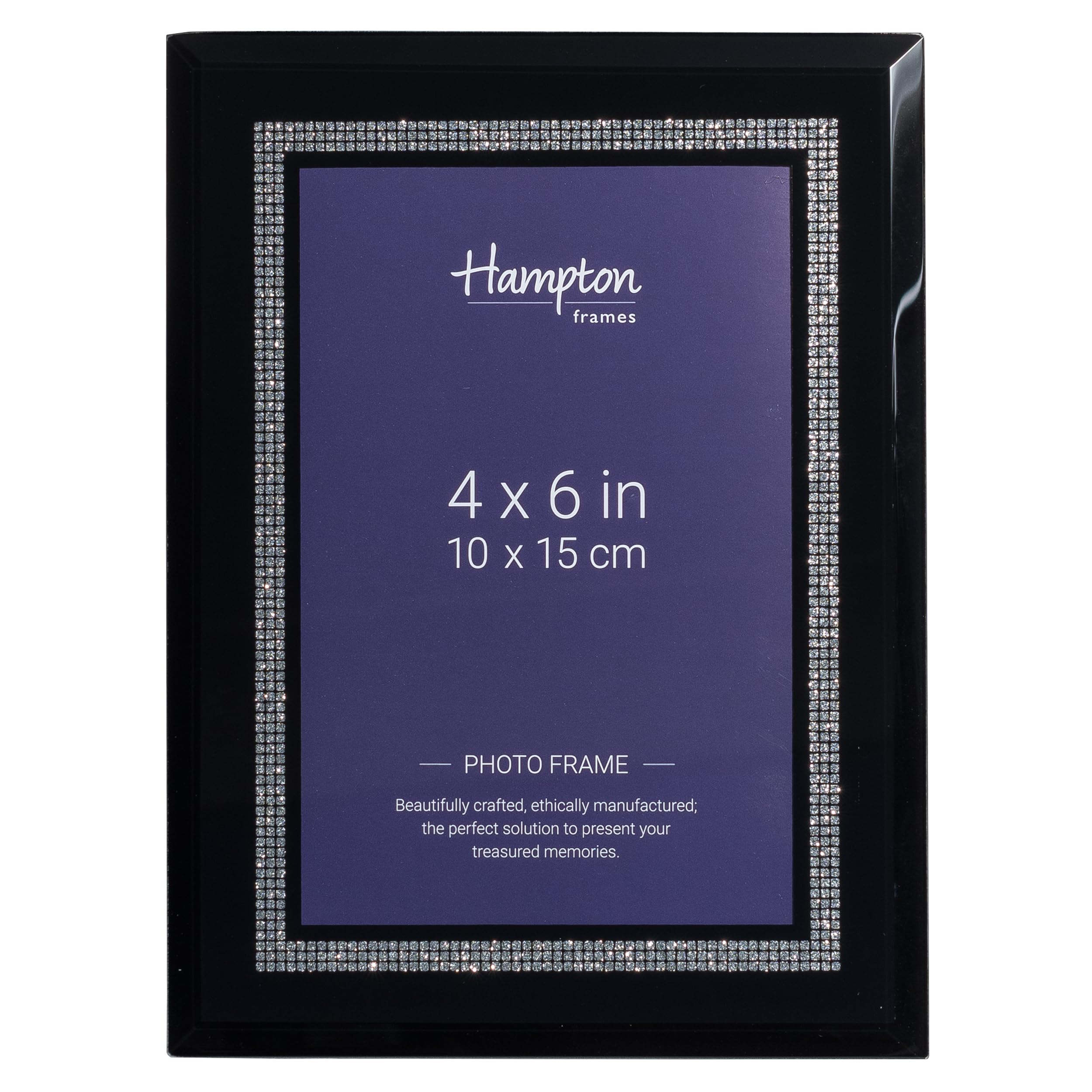 Hampton Frames Black Ritzy 4X6 (10X15cm) Gloss Photo Frame Glass Rit46blk
