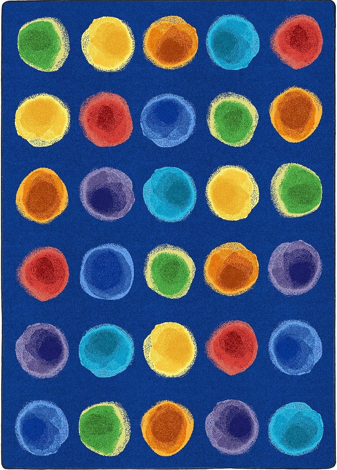 Joy Carpets Watercolor Spots 7'8" x 10'9" Area Rug in Color Rainbow