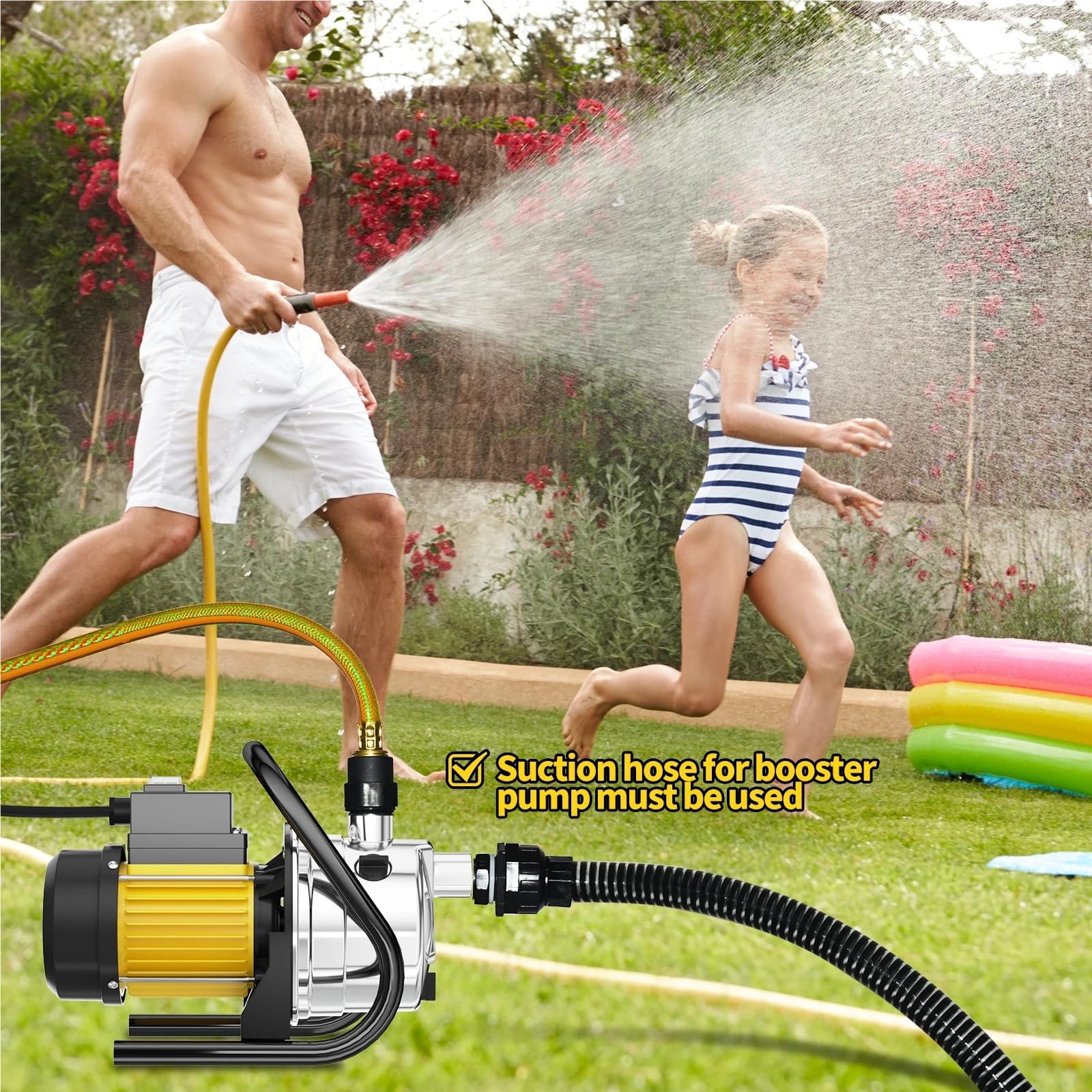 Pompa elettrica Portatile for Il trasferimento Acqua da pozzo Poco Profondo for l'irrigazione a Pioggia del Prato e Giardino Facile da Pulire