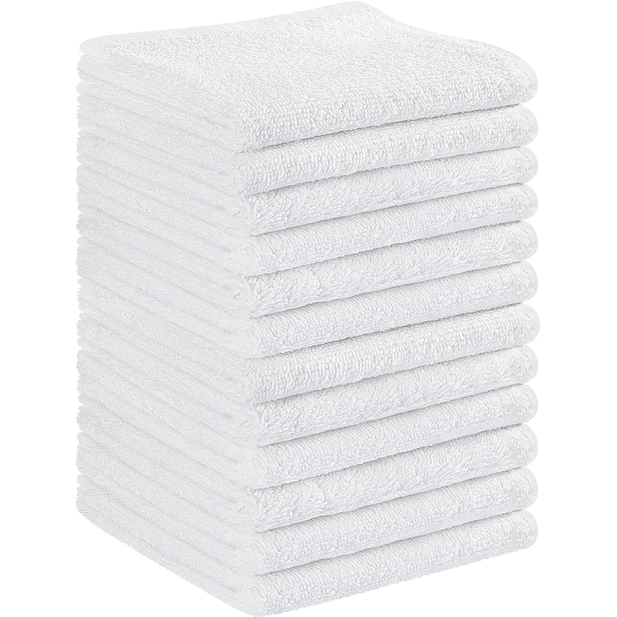 Westlane Linens 100% Cotton Face Cloths Flannels & Washcloths 500 GSM Super Soft Hotel Quality (White., 12 Pack)