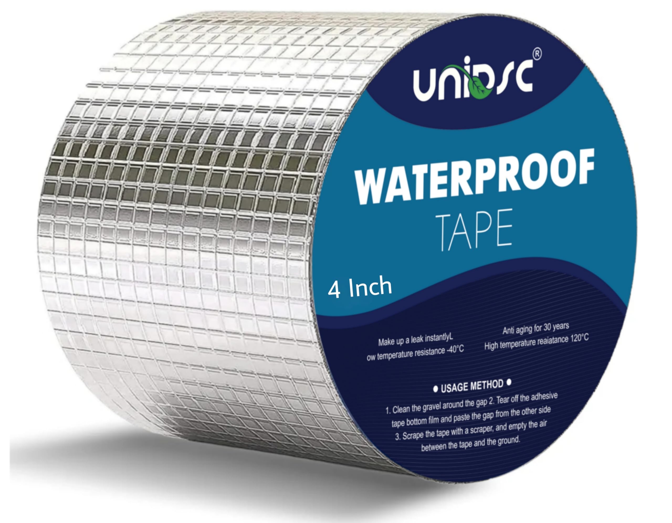 UNIDSC Super Strong Adhesive Waterproof tape Permanent Repair Roof Water Leakage Solution Rubber Foil Suitable for Roof Leak, surface Crack, Window Sill Gap, Boat Sealing, Tank Leak (4 Inch (10CM*5M))-image-46