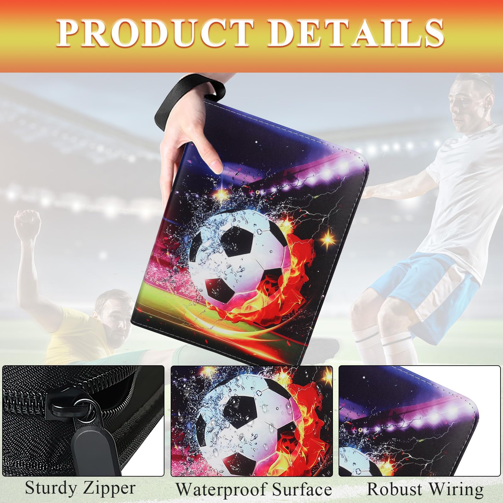 Porta carte da calcio – 720 tasche raccoglitore per carte da calcio con maniche rimovibili, album con cerniera e manico per carte da calcio sportive
