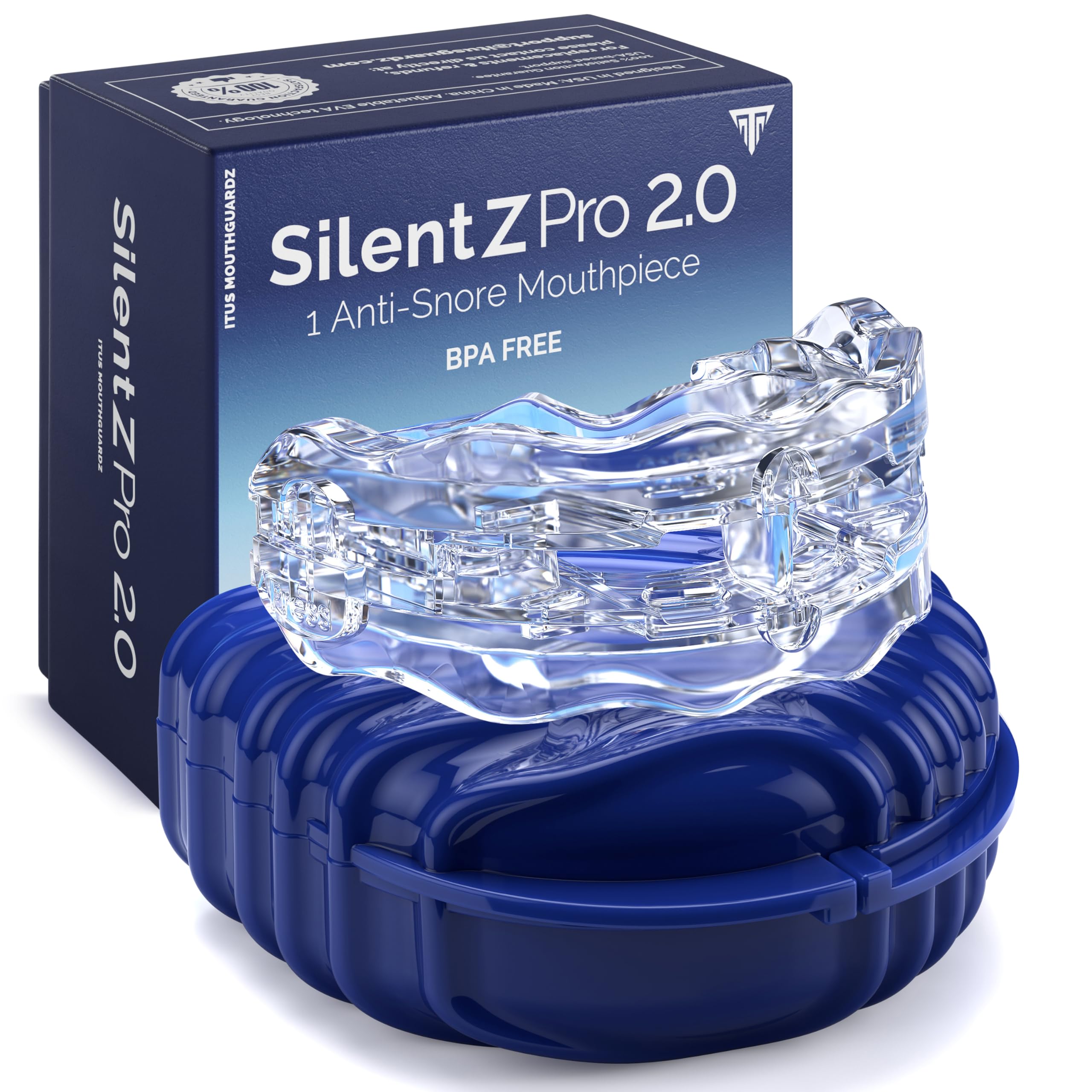 SilentZPro 2.0 - USA Designed Anti Snore Mouthpiece (Size: Small) - Fully Adjustable Anti Snore Mouth Guard - Professional Patented Anti Snore Device - Brand: Itus Mouthguardz