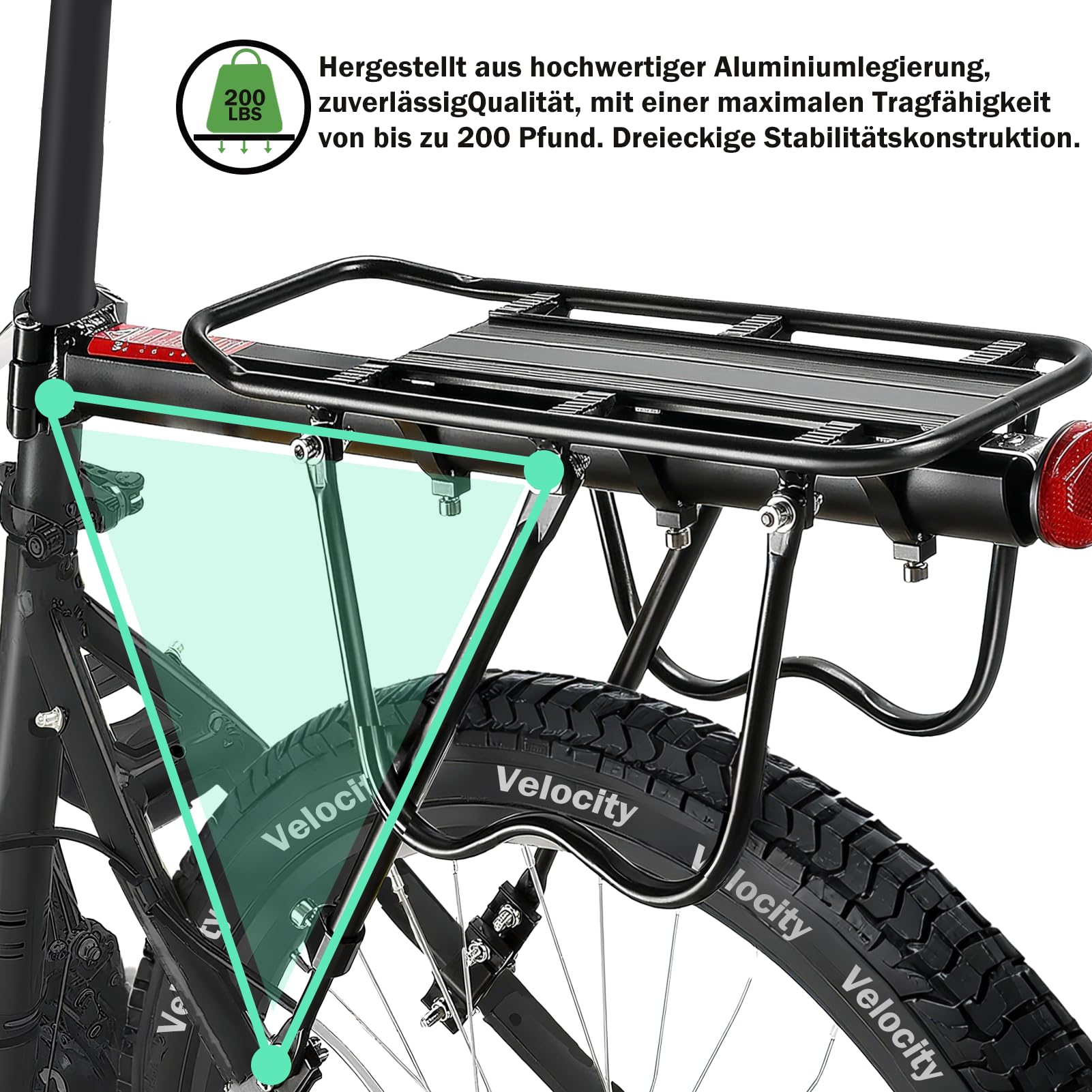 Fahrradträger hinten, 50 kg Kapazität, Schnellentriegelung, mit Kotflügel und Reflektor, robuster Gepäckträger für die Rückseite des Fahrrads, passend für 24-29 Zoll Räder