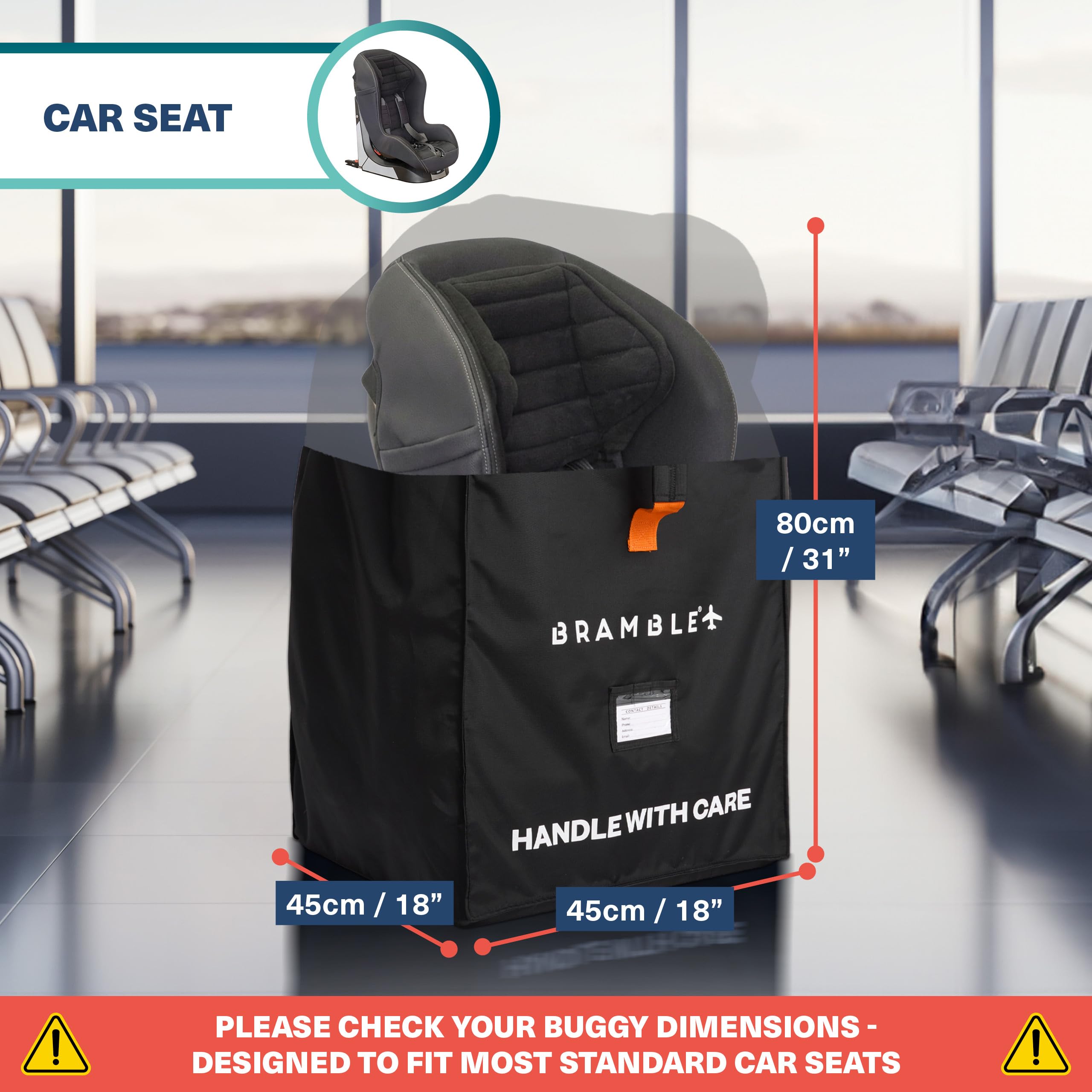 Bramble Borsa da Viaggio Seggiolino Auto Aereo Gate Check Nylon Balistico Idrorepellente 80 x 45 x 45 cm Nero