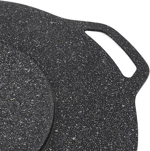 Miniatura 9 de Sartén para barbacoa, placa de parrilla de campamento de hierro fundido, versátil estufa de casete, placa de hierro redonda reutilizable con asas