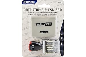 BAZIC Date Stamp and Ink Pad (Black Ink), 12 Years of Dates,...