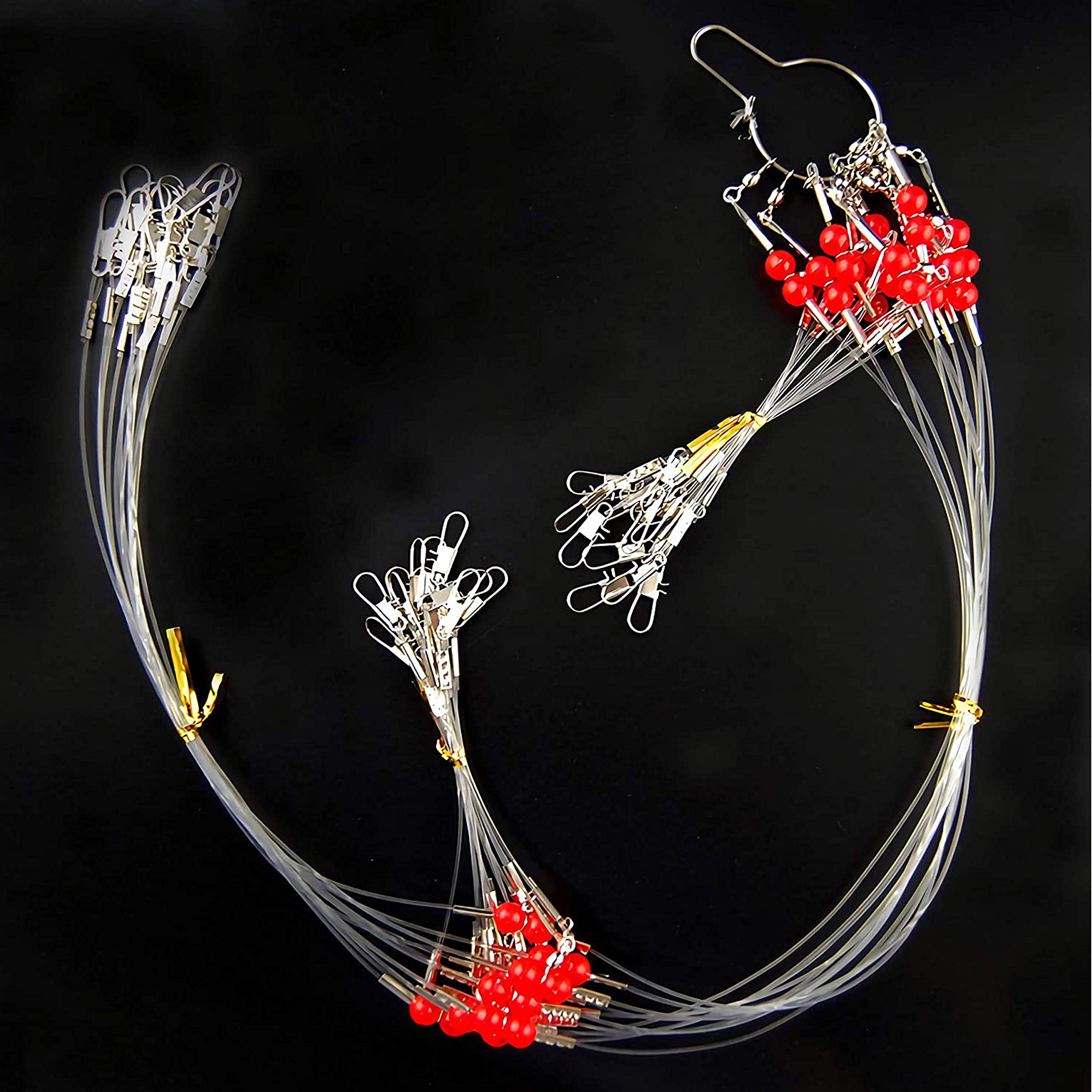 SILANONFishing Leaders Saltwater Fishing Rigs Fishing Wire Leaders with Swivels Snaps High-Strength Fishing Leader Line Rig Bottom Rig Nylon Steel Sea Surf Fishing Rigs Tackle 1Arm 2Arms