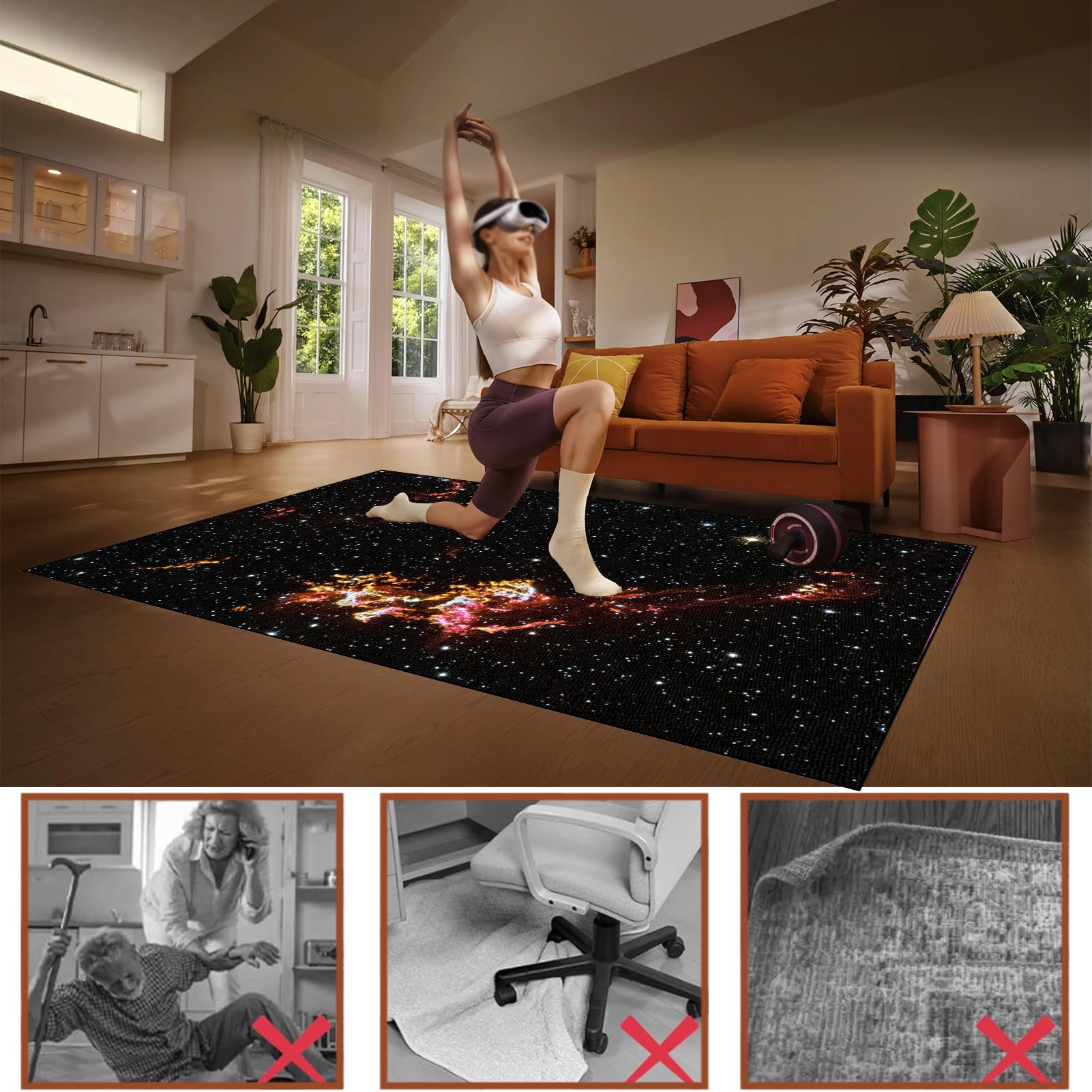 Tapis de Chaise à Rouler, Tapis de Chaise Gaming, Tapis Protection Sol Chaise Bureau, Tapis de Sol Bureau Tissu, Tapis de Sol pour Fauteuil, Tapis Antidérapant Sous Chaise de Bureau 180 x 250 cm