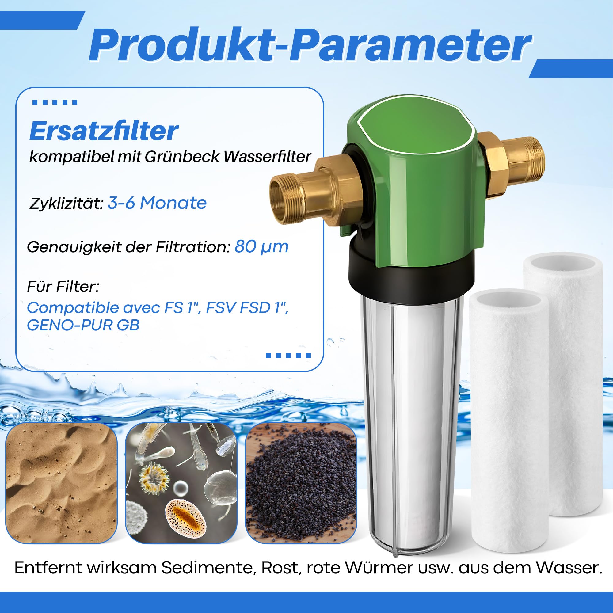 4 Filtri Di Ricambio Compatibili Con Filtro Dell'Acqua Grünbeck FS 1