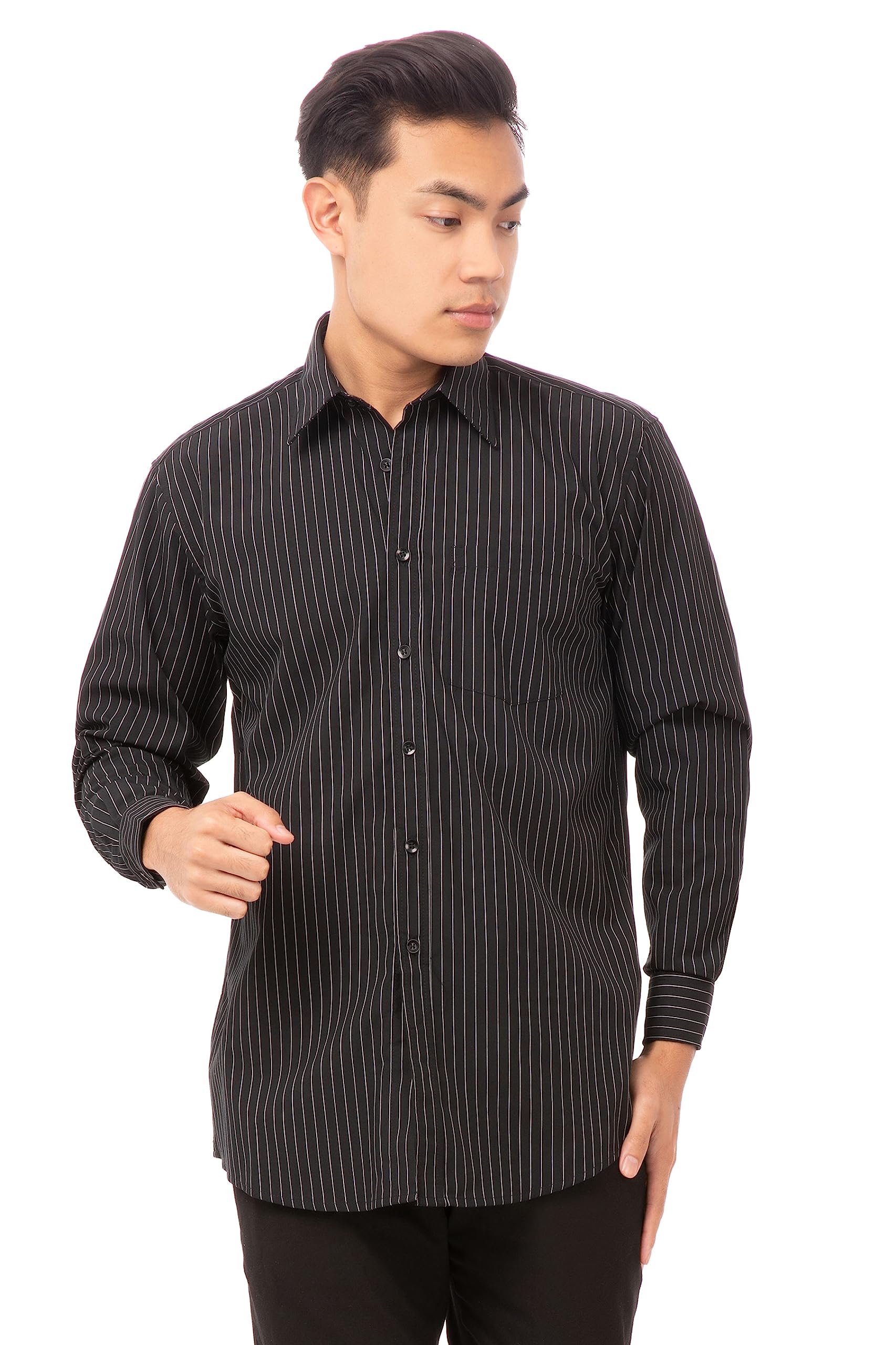 Chef Works Men's Long Onyx Dress Shirt, Charcoal Dash, 3XL