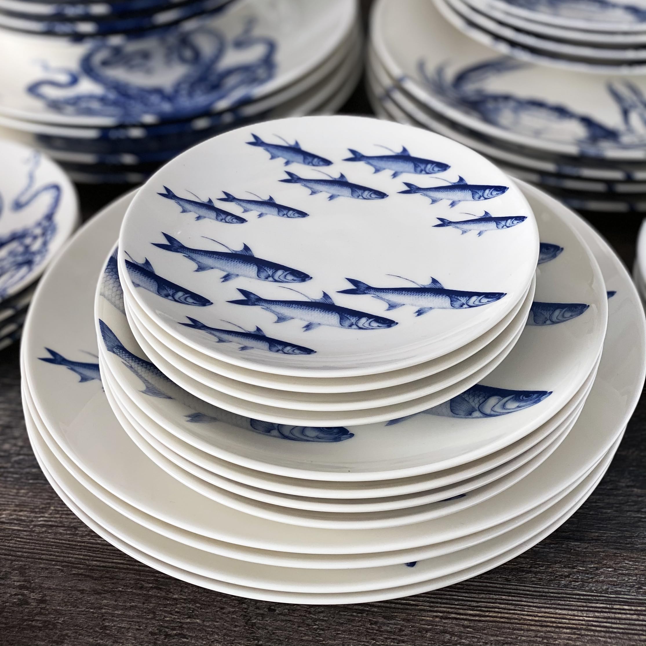 Amazon.com | Caskata School of Fish Dinner Plates Set of 4 | High