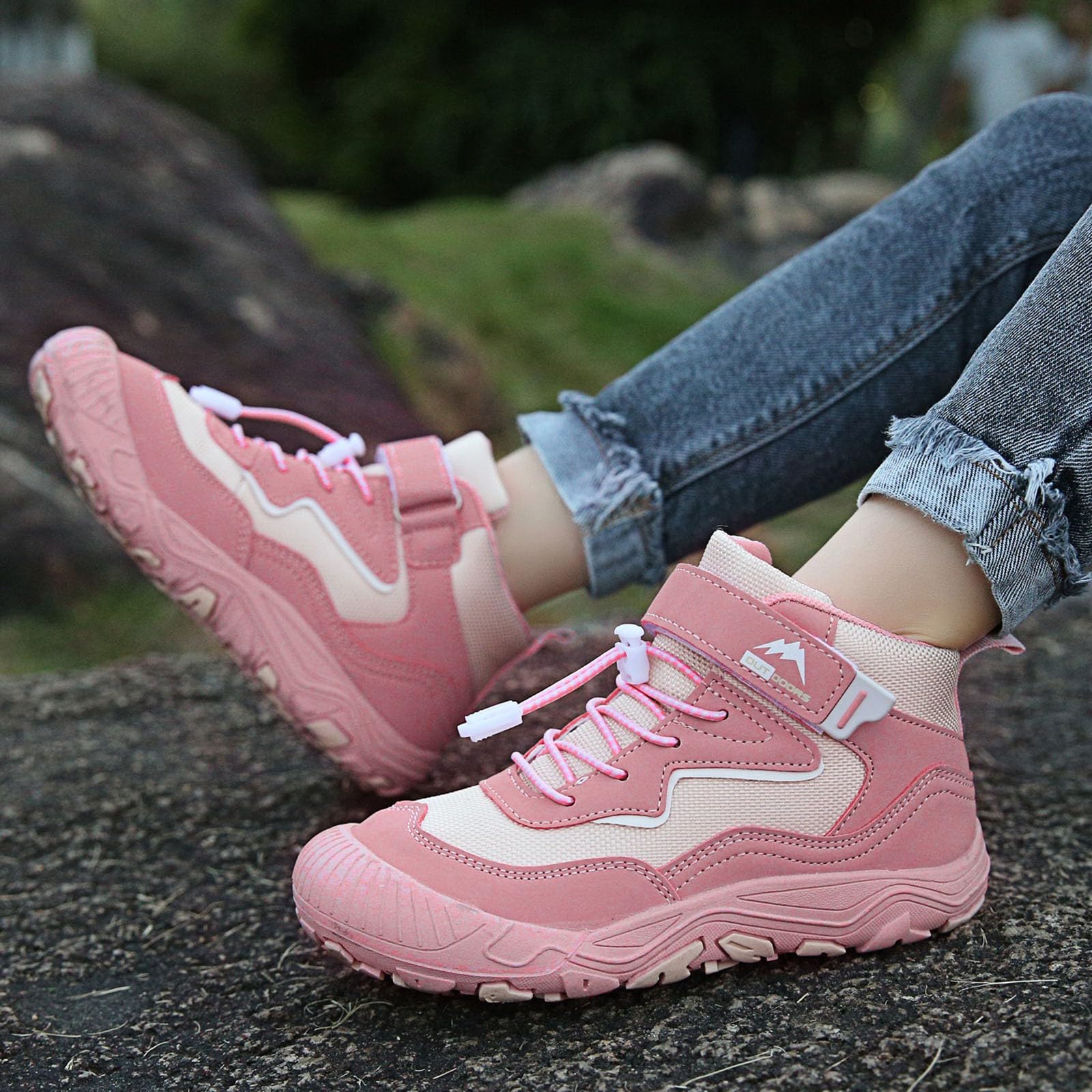 Basketballschuhe für Jungen Mädchen Wanderschuhe Trekkingschuhe Kinder Mid Shoes Anti-Collision Turnschuhe Sportschuhe Laufschuhe Atmungsaktiv Straßenlaufschuhe Outdoor rutschfest Dämpfung Sneaker
