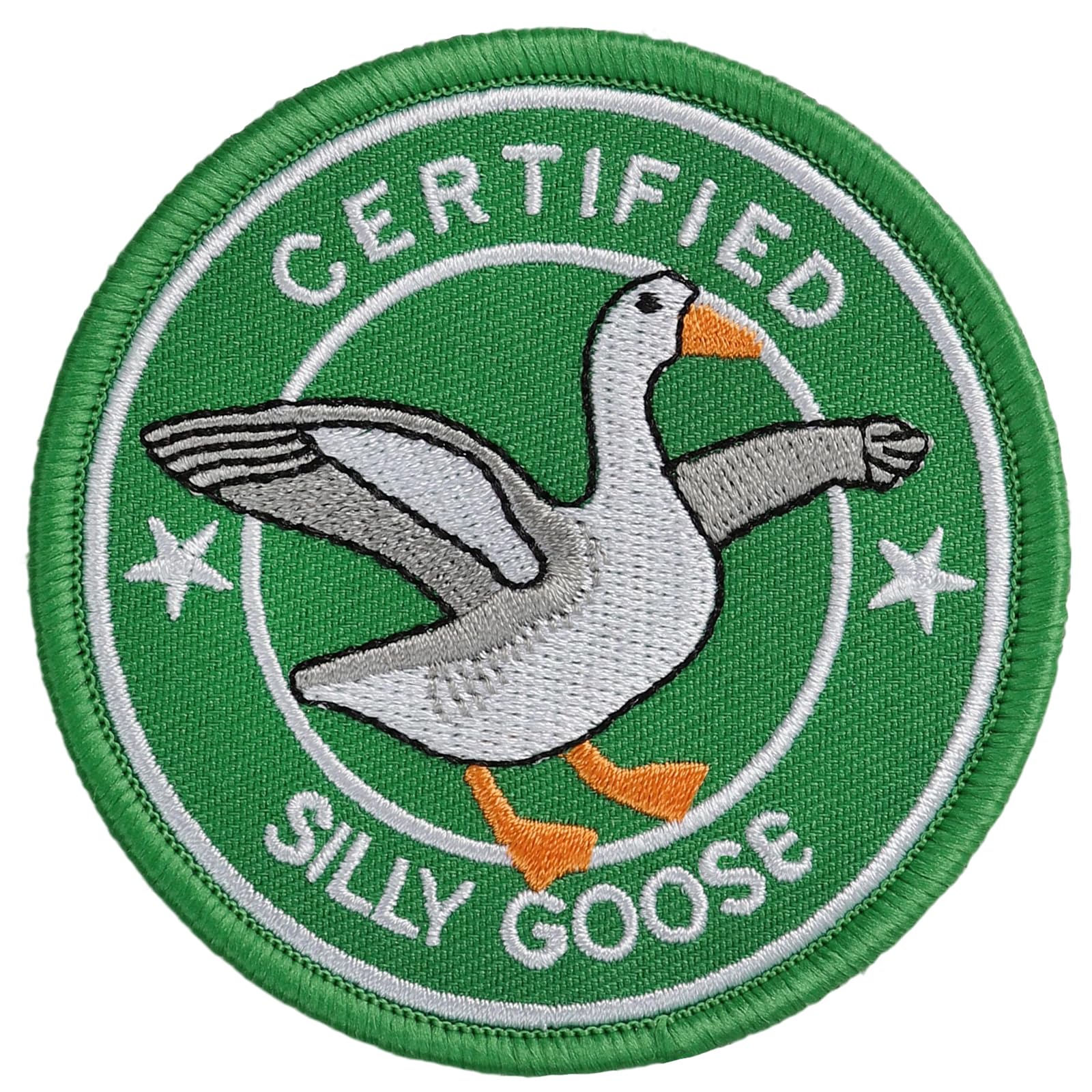 Certified Silly Goose Morale Patch Funny Goose Hook and Loop Patches 3 Inch Embroidered Patches Round Sew On Patches for Backpacks Dog Harnesses Vests Gym Bags Hats Helmets DIY Patch
