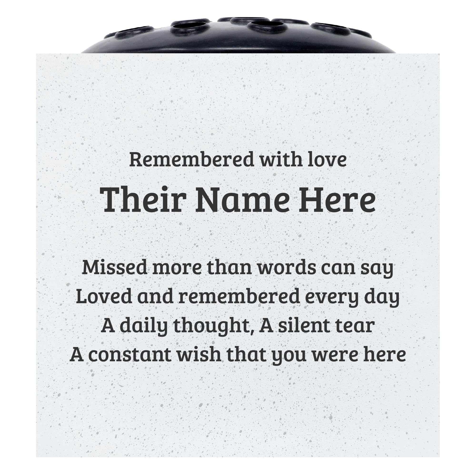 Angraves Personalised Missed More than Words Memorial Grave Vase – Custom Cemetery Flower Pot, Graveside Plaque Marker, Remembrance Rose Bowl