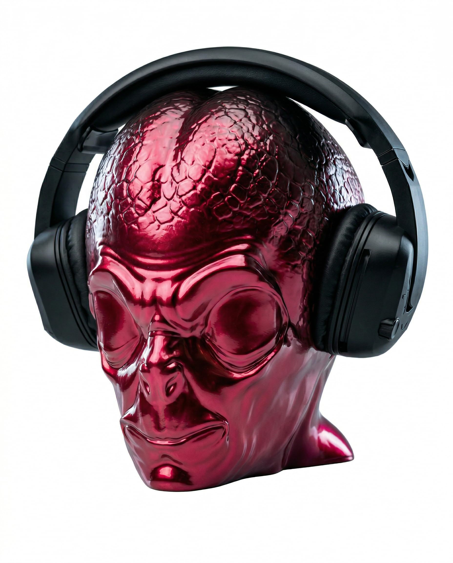 Kopfhörerständer Alien Kopf - Dekokopf Deko-Halterung für Kopfhörer Größe 23 x 17 x 21 cm — Geschenk Gamer Desktop