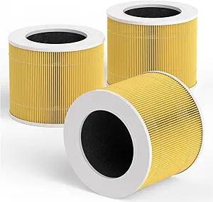 Leemone 3 Pack Core Mini Pet Replacement Filter for LEVOIT Core Mini Air Purifiers, High-Efficiency Activated Carbon,Yellow