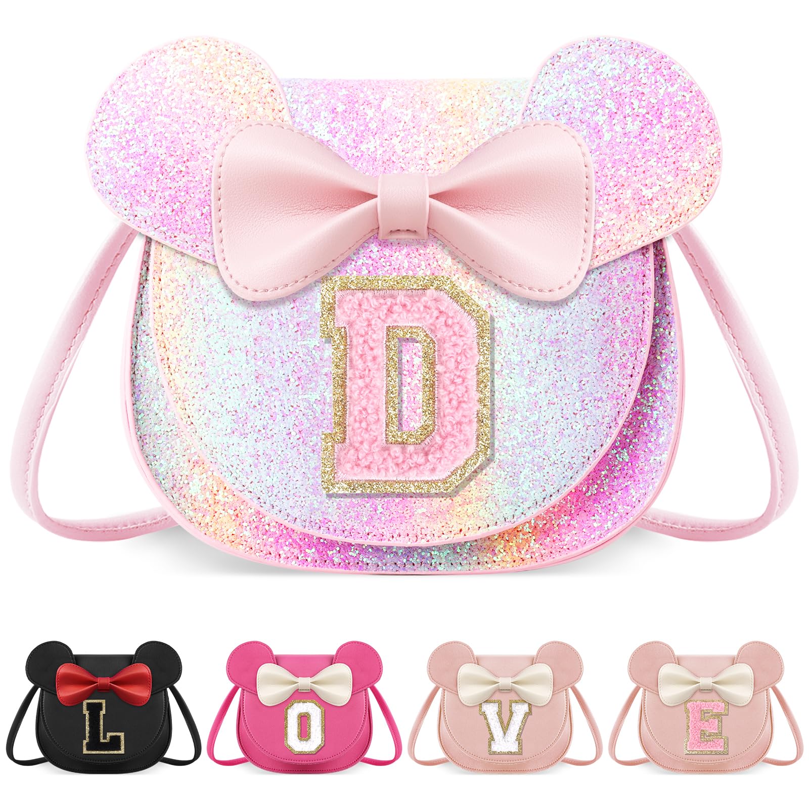 Little Girl Toddler Purse - Cute Mouse Ear Bow Crossbody Bag for 2-8 Year Olds - Birthday Gift