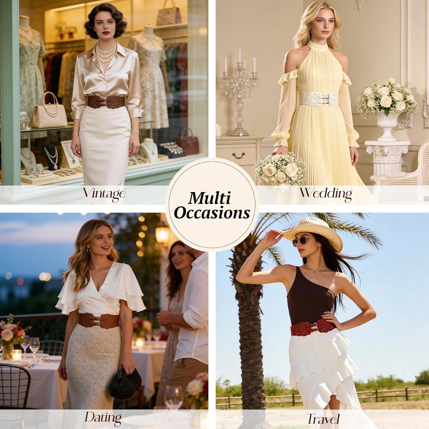 Dressystar Women's Elastic Wide Waist Belt for Dresses Vintage Stretch Chunky Corset Belts with Buckle - Image 6