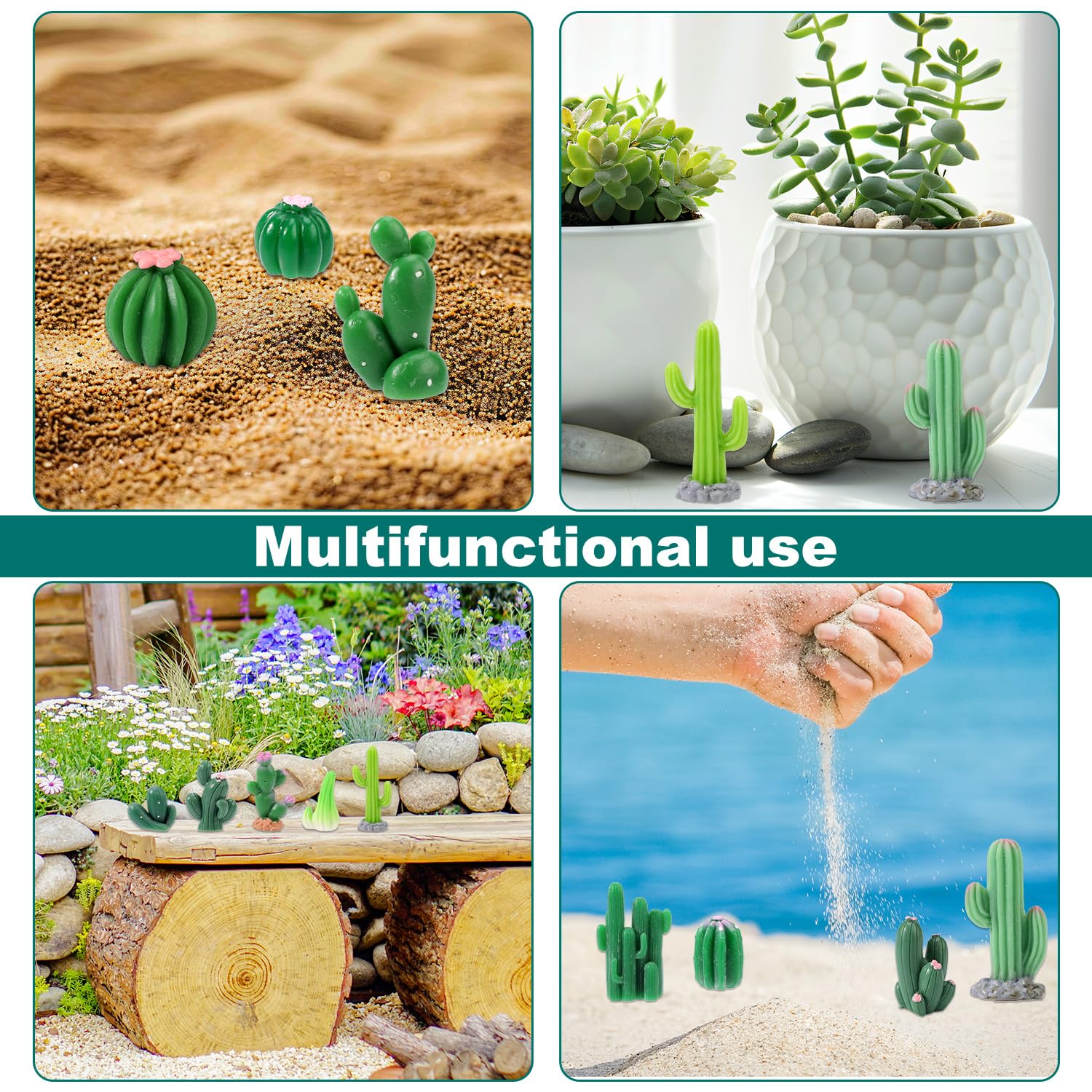 Lot De 5 Mini-cactus Artificiels En Plastique – Décoration Micro-paysage – 10,5 X 5 X 3,5 Cm – Pour Train Miniature Ou Bureau