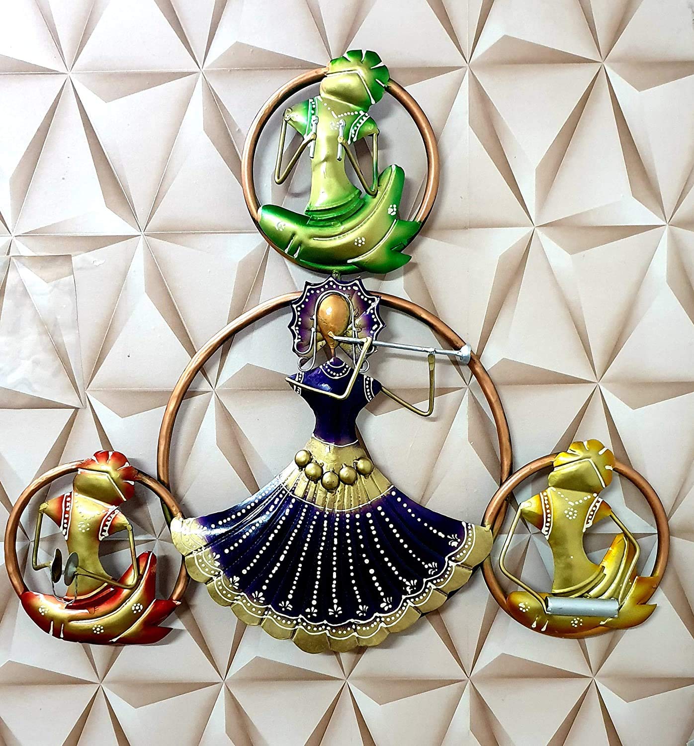 Anshika International 22 Inch Metal 4 Musician Dolls Handcrafted Wall Art Decor Sculpture Hanging For Living Room|Bedroom|Home Office Decorations, Multicolour