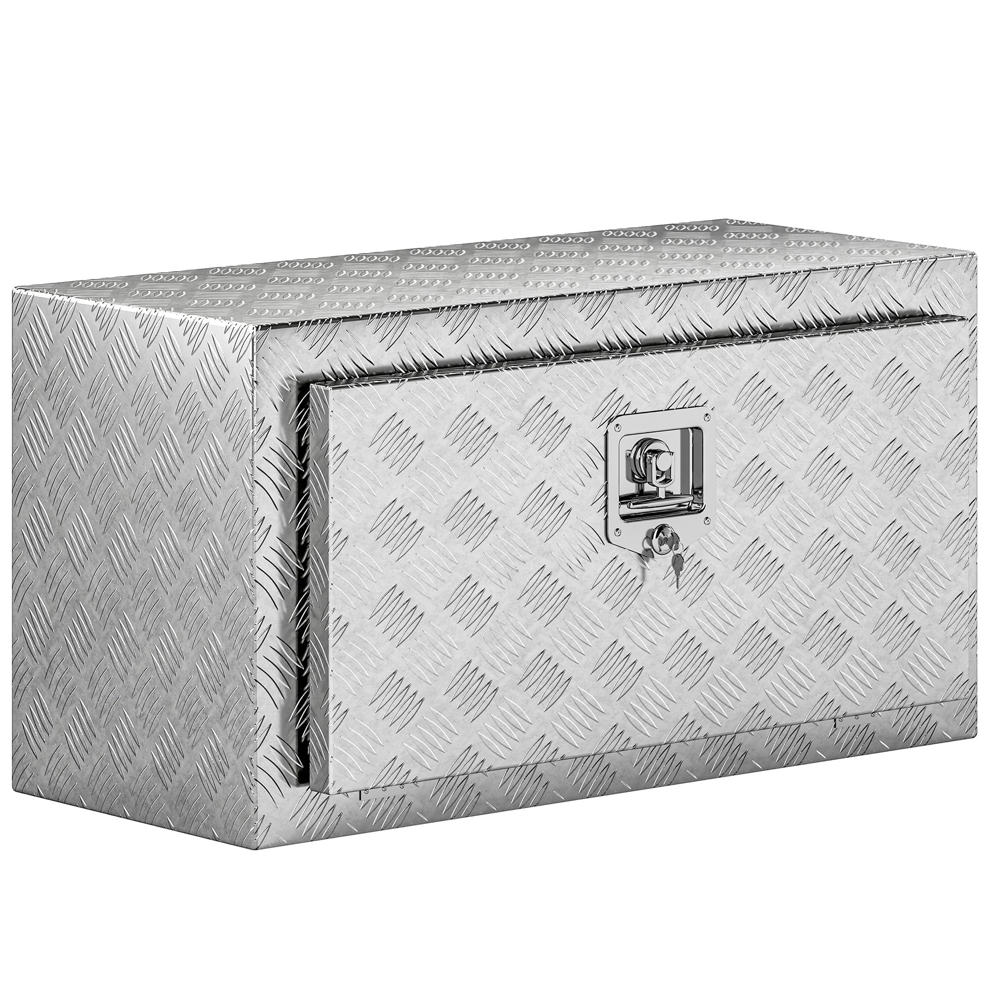 HOMCOM Caja de herramientas de aluminio con cerradura y 2 llaves, caja portaútiles de 96 litros, resistente e impermeable, caja portaobjetos para camionetas, caravanas y remolques, 76,2 x 35,5 x 40,6