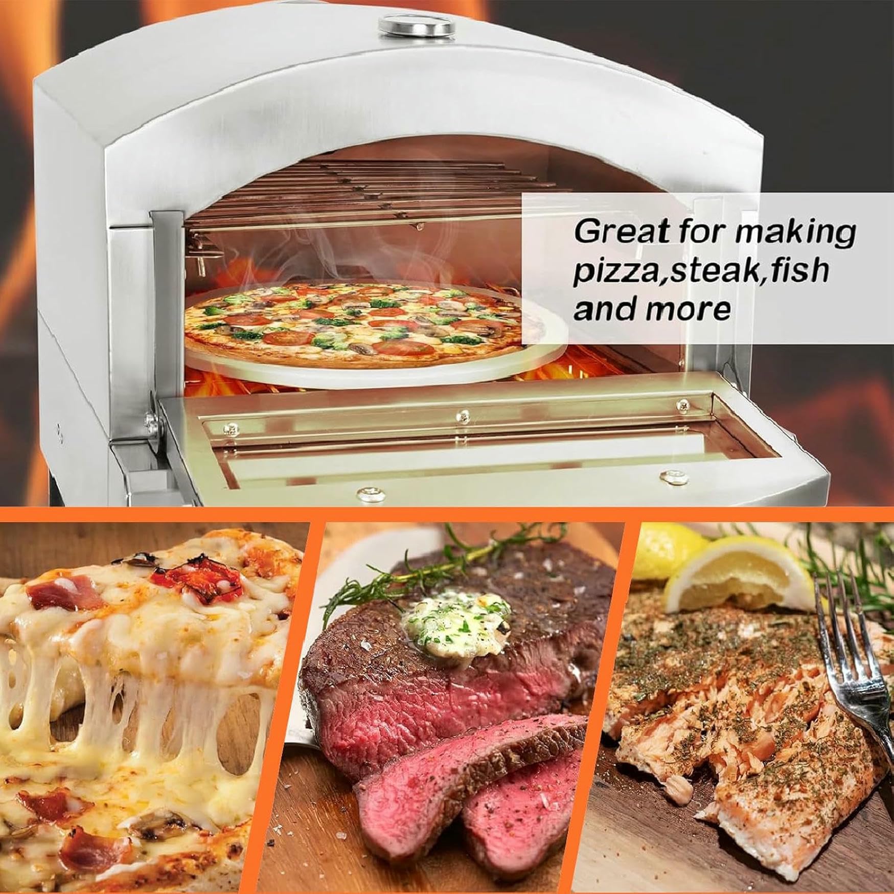 Elektryczny Piekarnik Do Pizzy/gaz Blatowy A, 12-Calowy Komercyjny Piekarnik Do Pizzy, Regulowana Temperatura, Światło Piekarnika I 60-Minutowy Zegar, 110 V