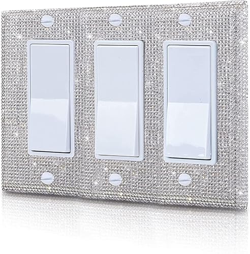 Miniatura 6 de Gaocai 4 piezas de diamantes de imitación brillantes cubiertas de salida placas de pared placa de cubierta de interruptor de luz, placa decorativa