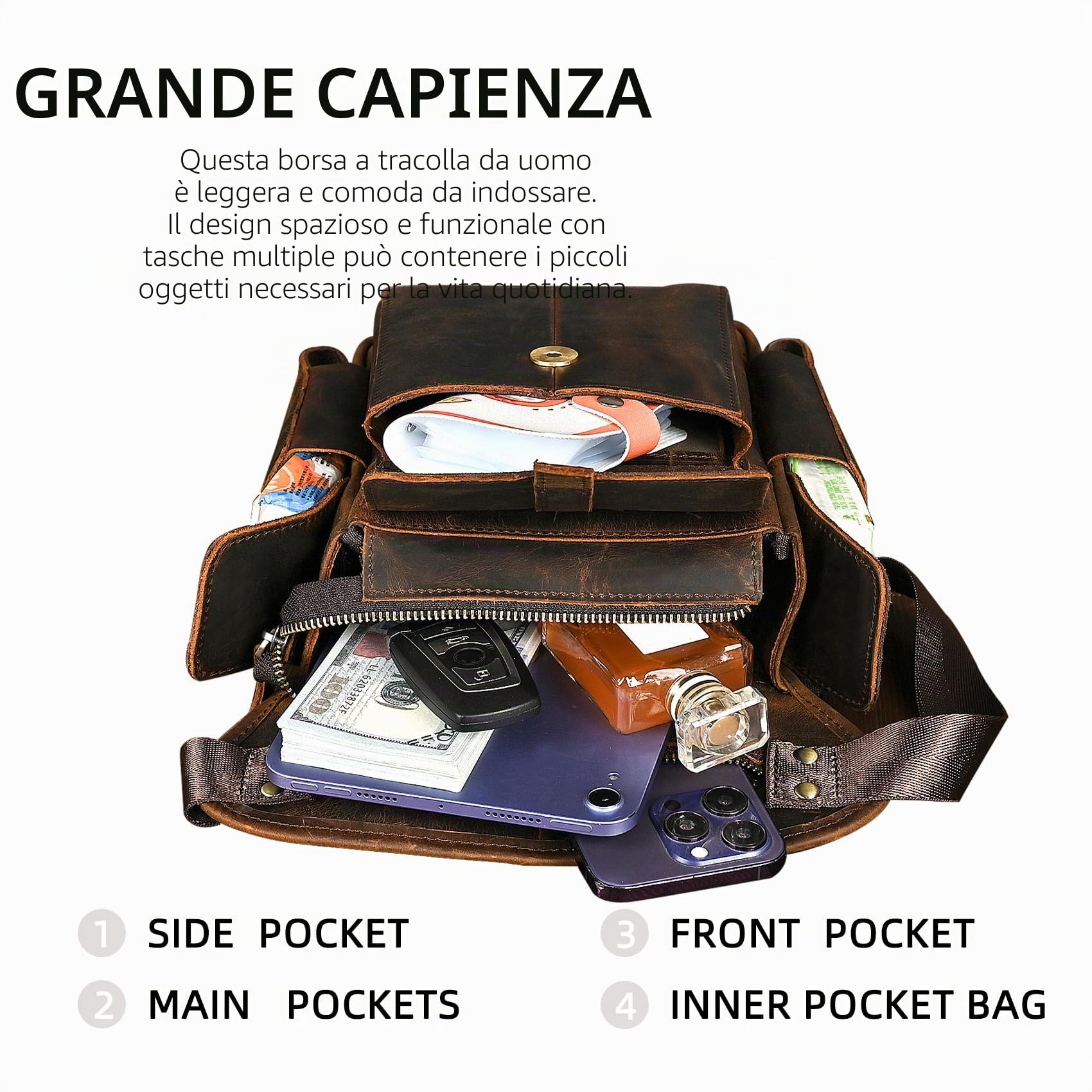 Tela Resistente All'acqua + Vera Pelle Moto Equitazione Travel Coscia Borsa per Gambe Marsupio in Vita Per Gli Uomini Donne 913-5