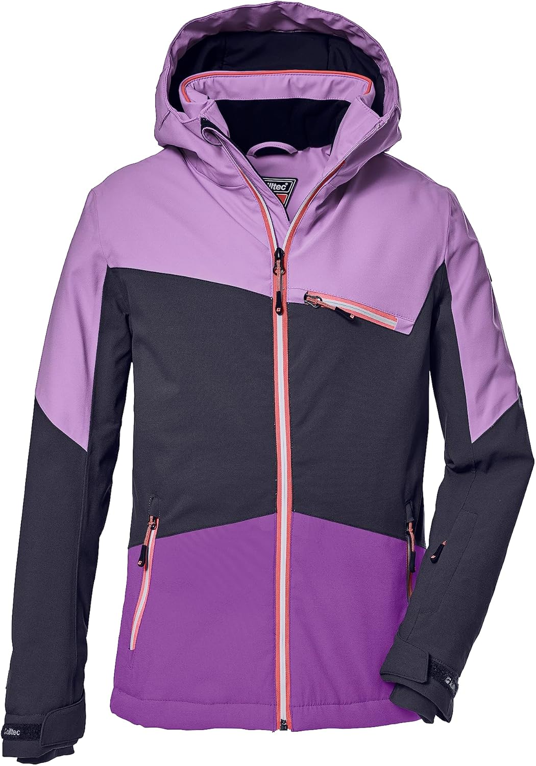 killtec Meisjes Ski-jack/functioneel jack met afneembare capuchon en sneeuwvanger, waterdicht KSW 182 GRLS SKI JCKT, light turquoise, 140, 39904-000