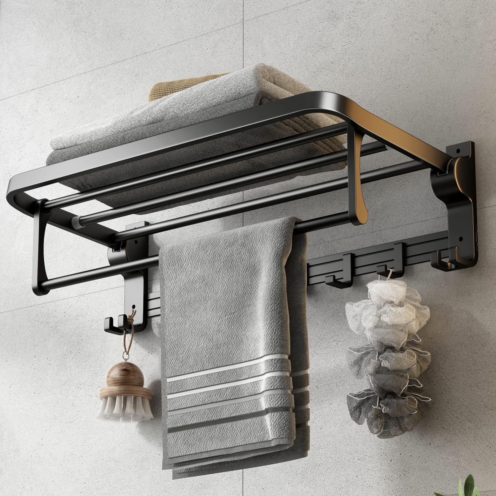 Towel Rack with Hooks