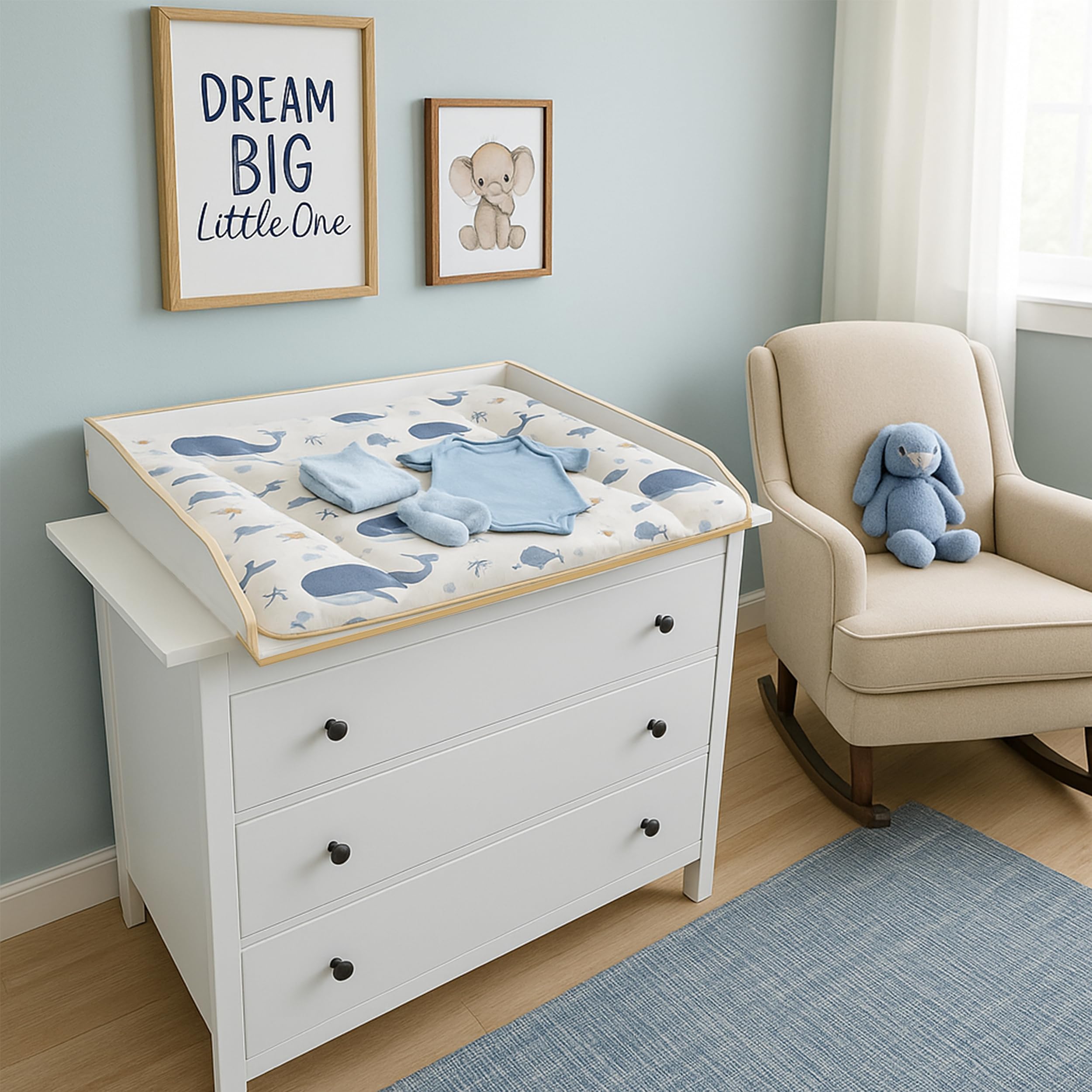 Jonka Adaptador para Cambiador Hemnes IKEA Cómoda de 108 y 160 cm | Cambiadores Bebé de Madera Natural para Cómodas | Certificado Bajo Normativa de Seguridad Europea DIN EN 12221 – Blanco