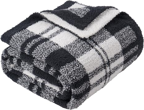 Battilo Black Checkered Throw Blanket, Fall Blanket for Home Decor, 50"x60"