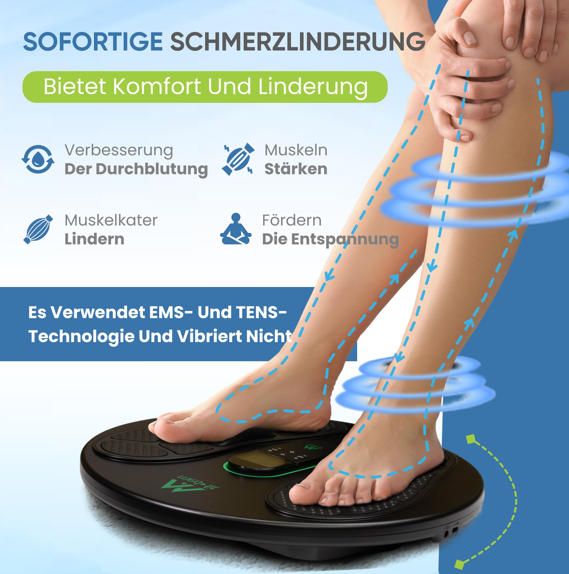 Med-Fit Medi-Boost EMS & TENS Fuß-Durchblutungsgerät | Lindert Beinschmerzen, geschwollene Knöchel und Neuropathie | 18 Programme, Zweikanal-Fernbedienung | Medizinische Silikon-Fußpolster