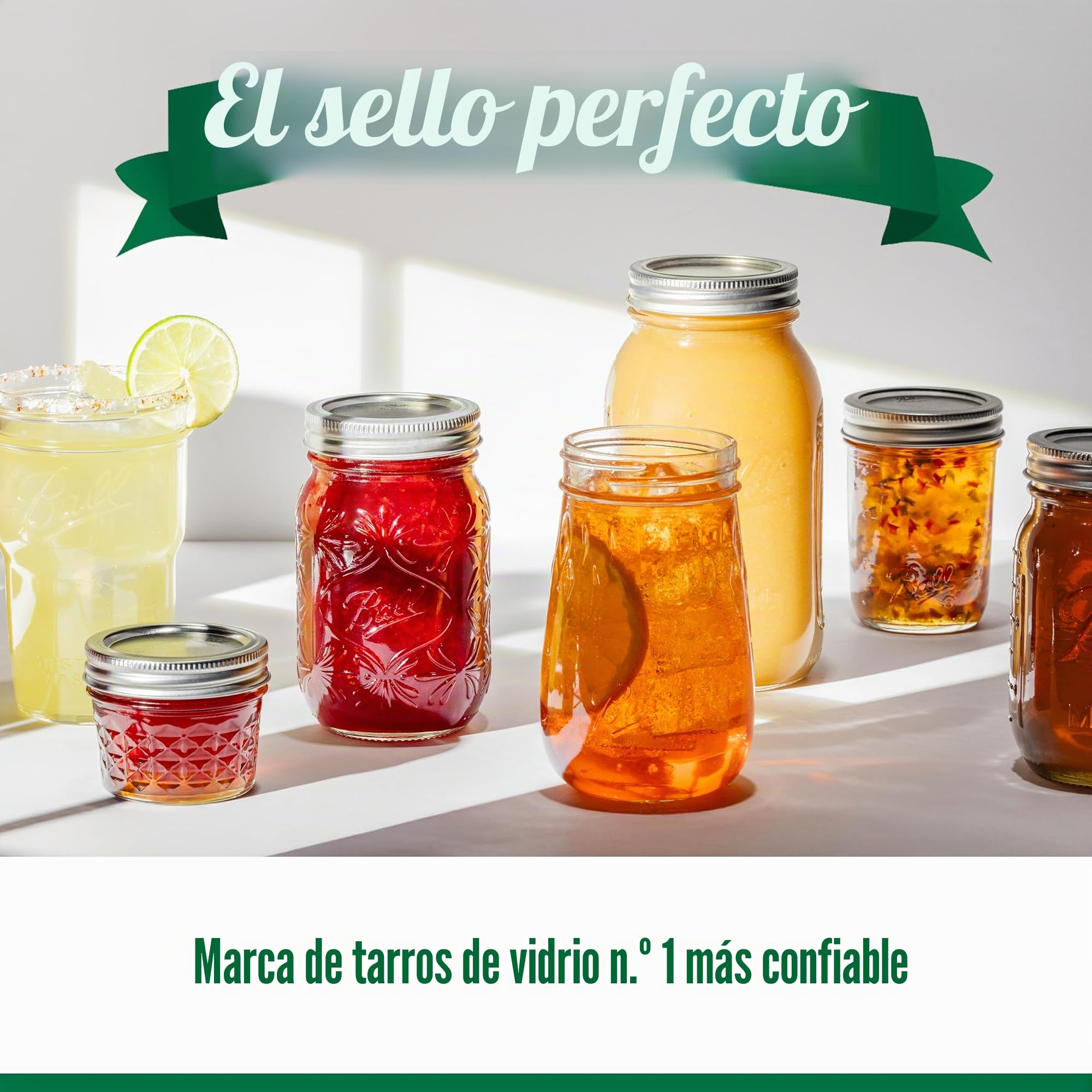 Ball Tarros de vidrio de boca ancha con tapas y bandas, utilizados para enlatar, encurtir, jugo, mermelada, gelatina, tamaño de pinta de 16 onzas (paquete de 3)