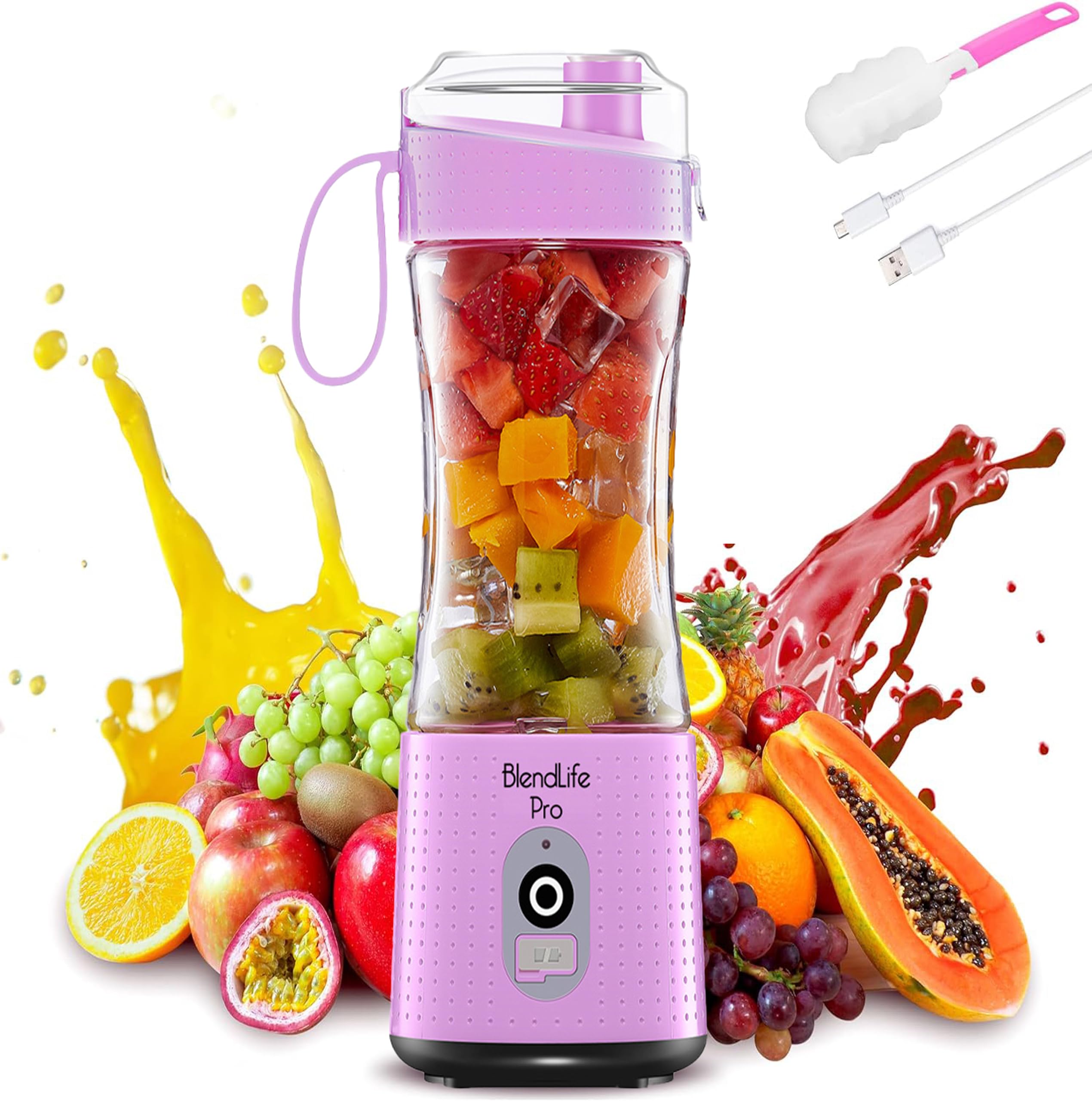 BlendLife Pro Portable Blender With Sipper for Juices, Shakes, Smoothies, Baby Food, Crushes Hard Ingredients, 210W Motor, 4000mah USB Rechargeable Battery, 400ml, 1-Year Warranty - Purple (B09TQSSLVS) Amazon Price History, Amazon Price Tracker